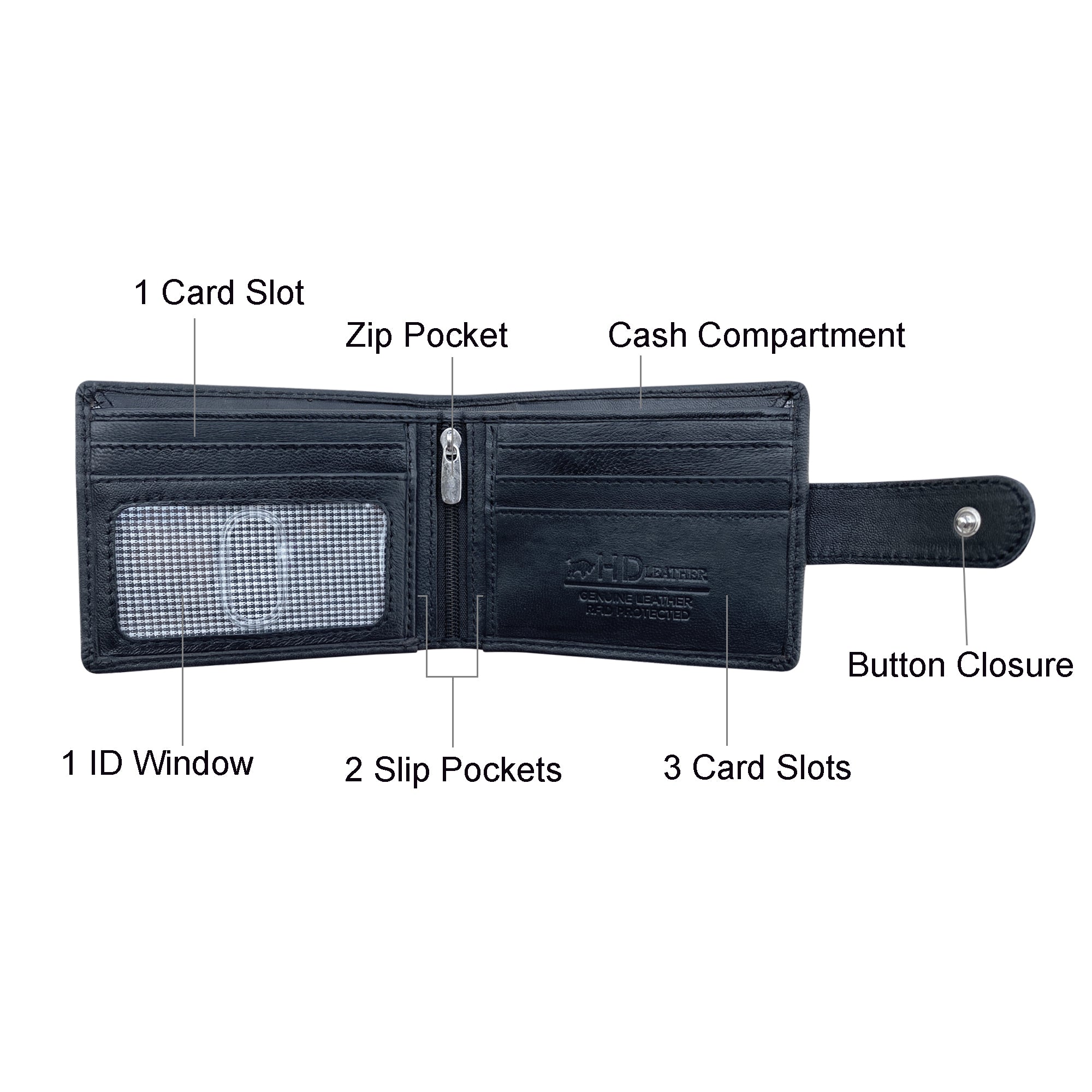 HD Leather - Men's Sheepskin Leather Tab Wallet - SMW01HLBL