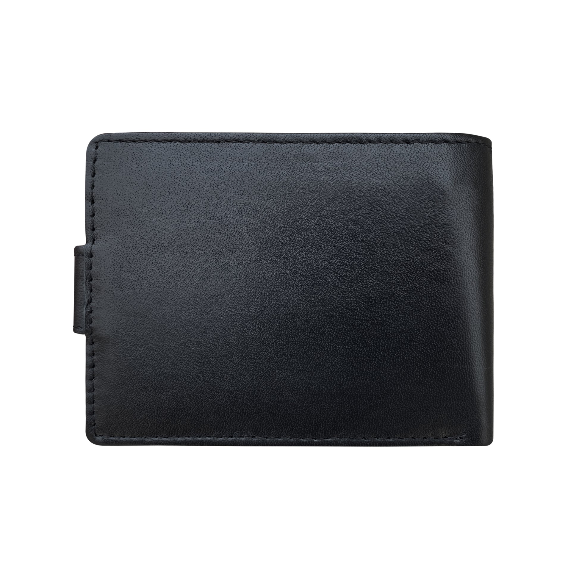 Premium black sheepskin bifold wallet closed back view