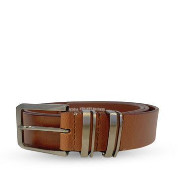 Tan Double Metal Loop Leather Belt