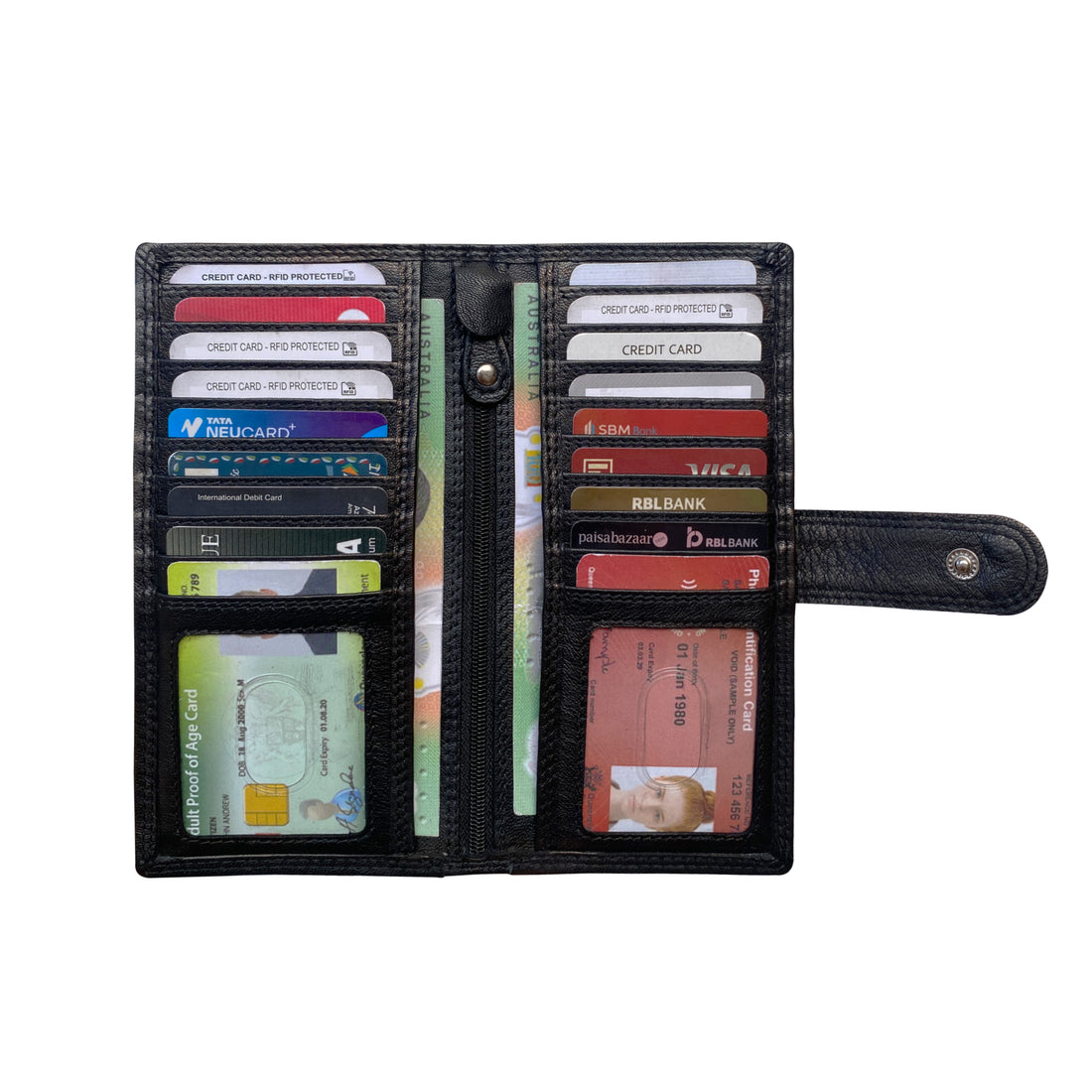 Seira Fashions - Men's Long Leather Wallet with Button Closure - ZGR145L