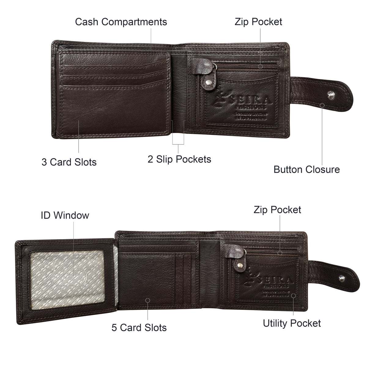 Seira Fashions Men’s Leather Tab Wallet ZGR221L
