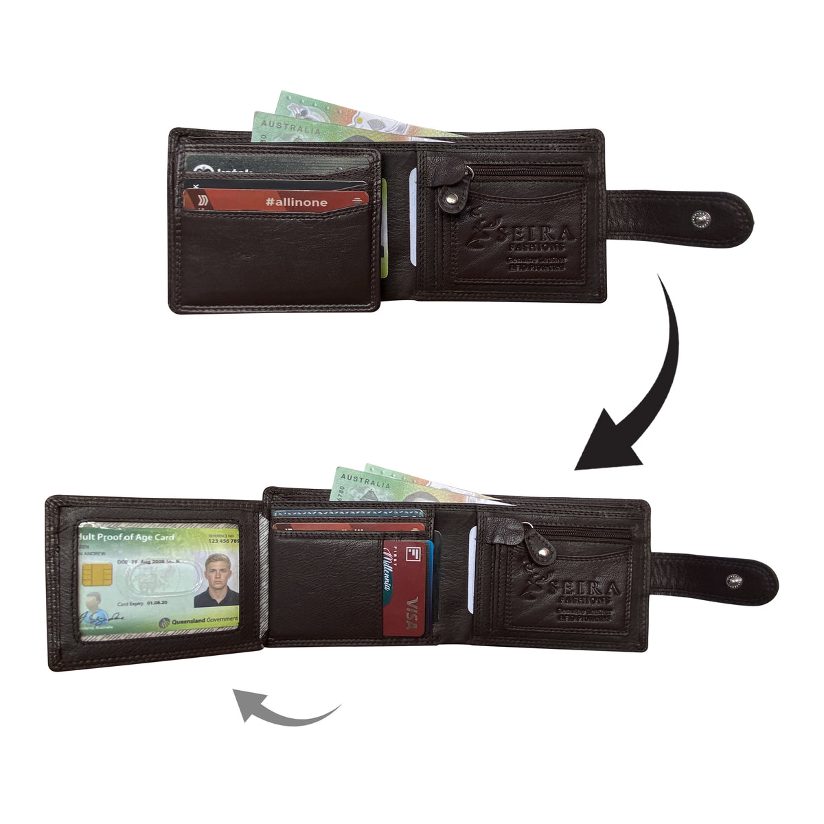 Seira Fashions Men’s Leather Tab Wallet ZGR221L