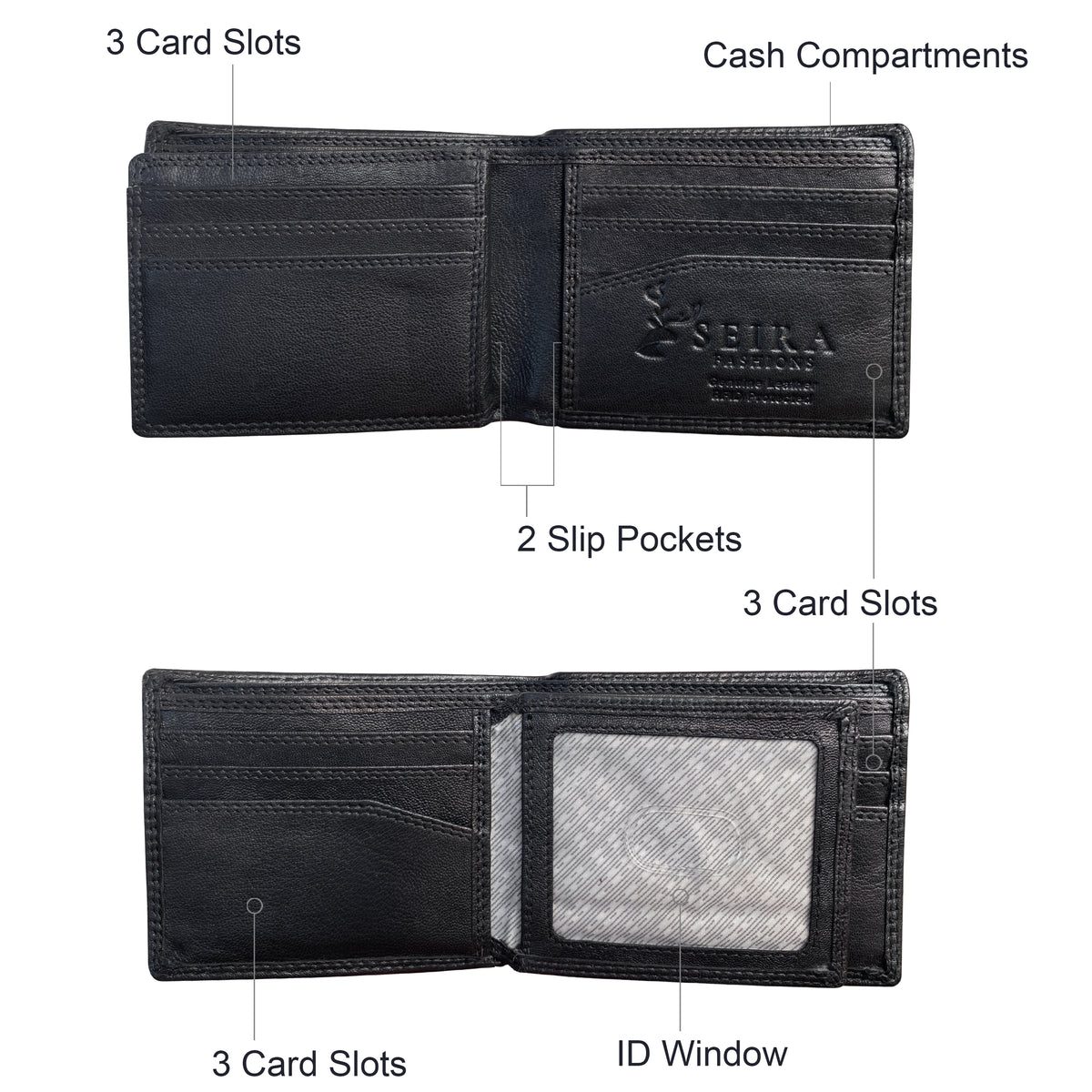 Seira Fashions Men’s Leather Bifold Wallet ZGR223
