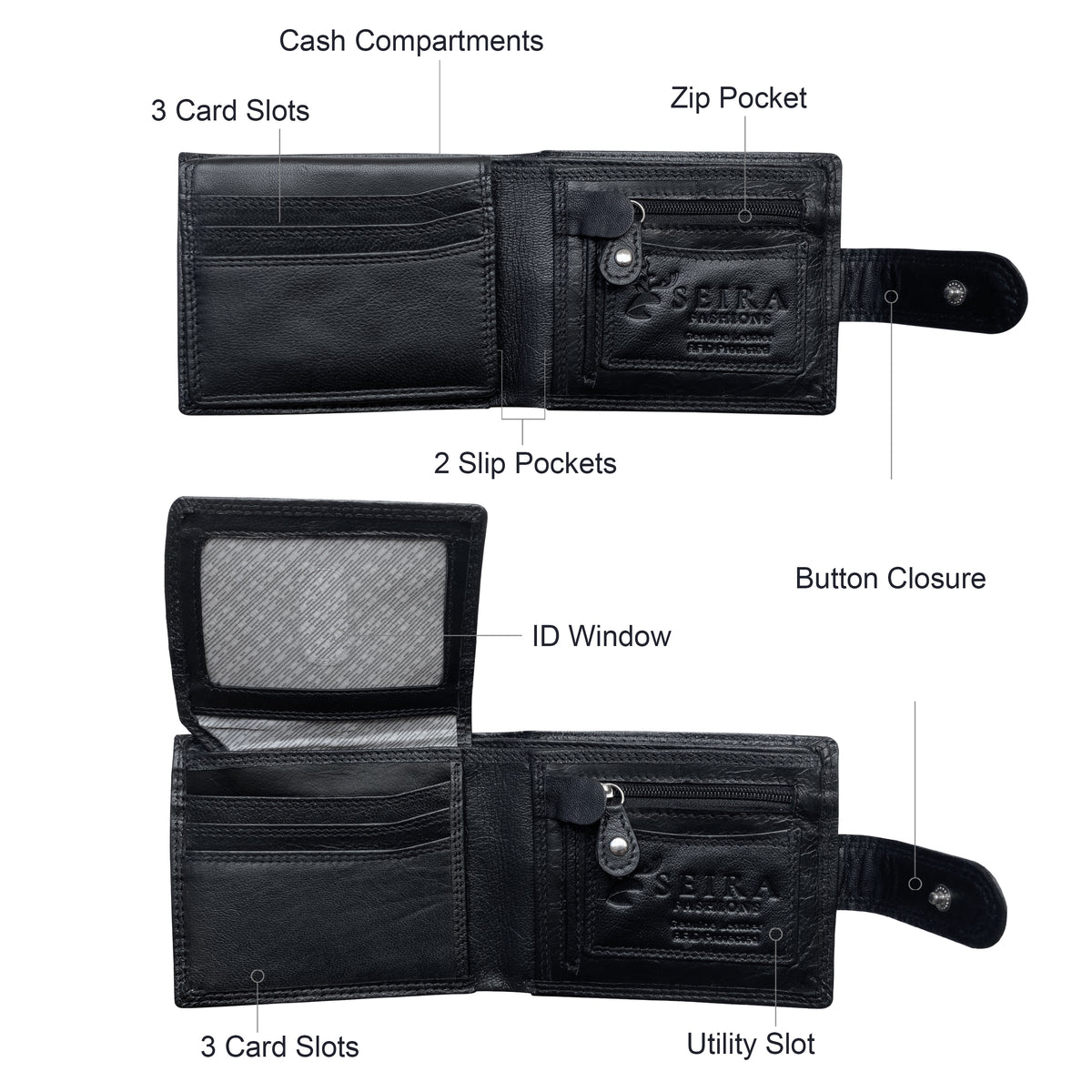 Seira Fashions Men’s Leather Tab Wallet - ZGR224L