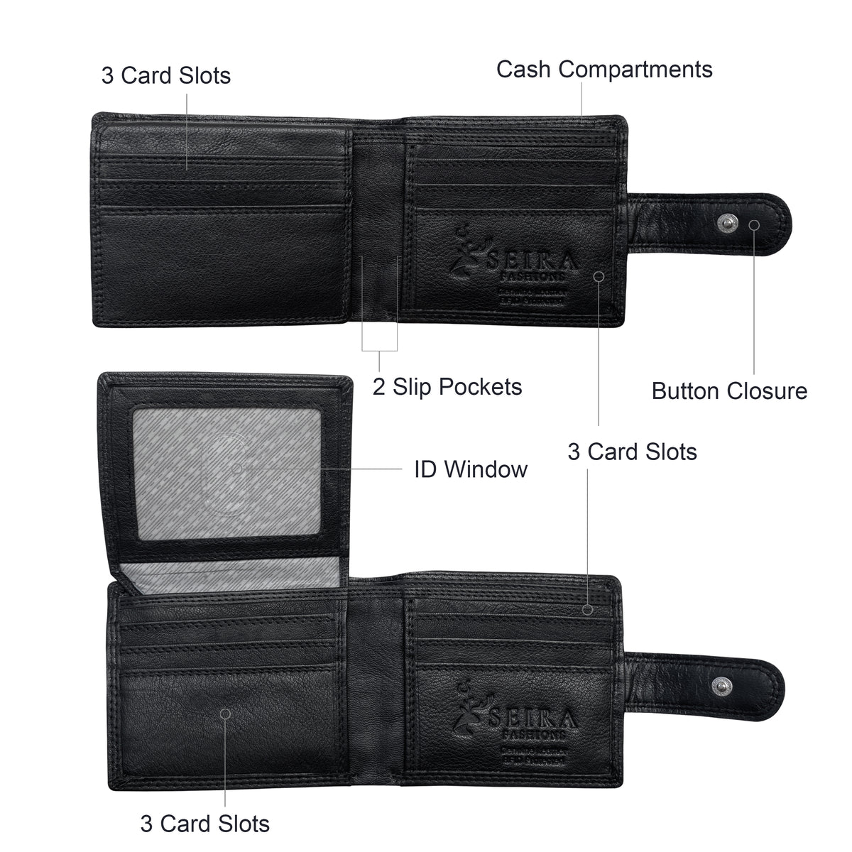 Seira Fashions - Men's Leather Wallet with Button Closure - ZGR225L