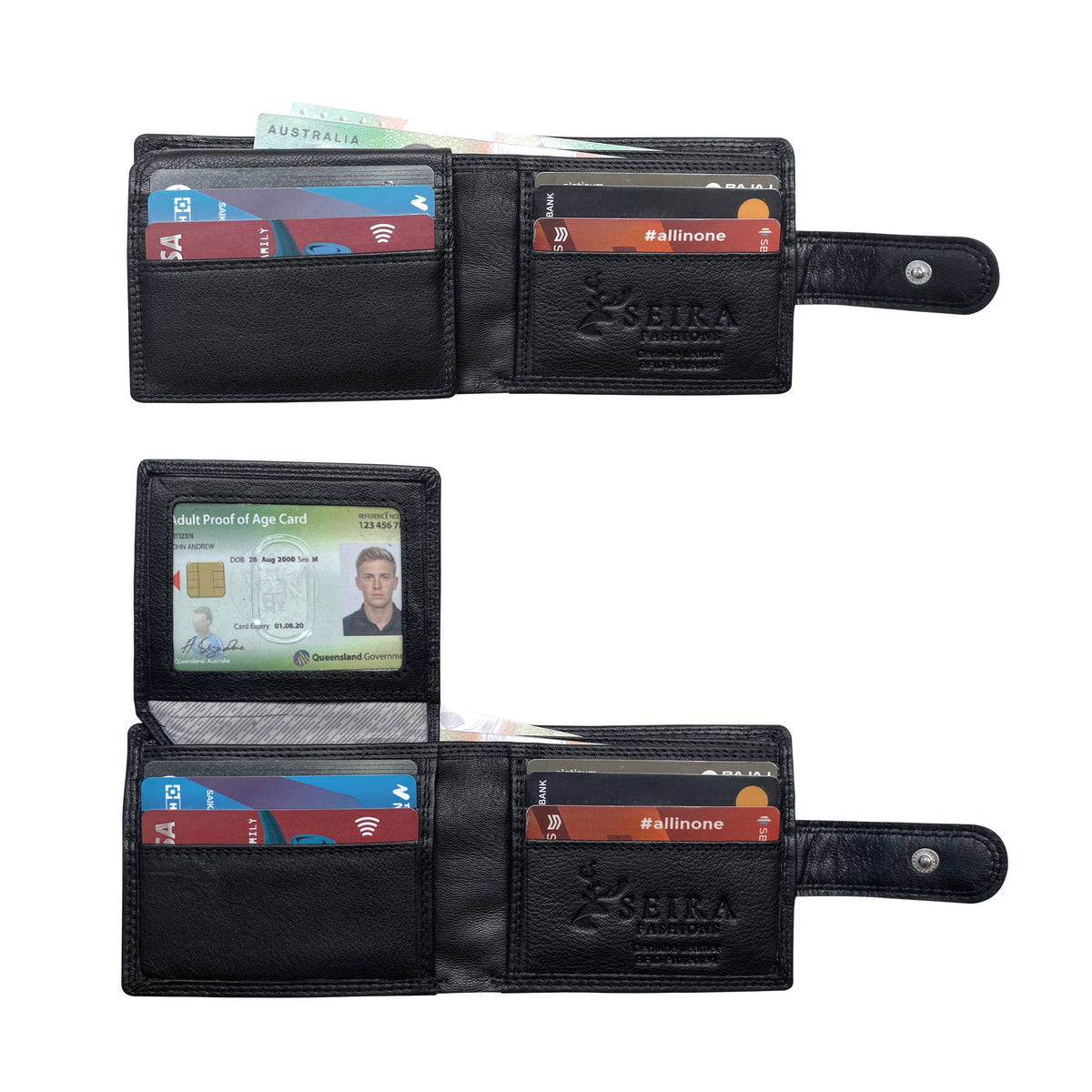 Seira Fashions - Men's Leather Wallet with Button Closure - ZGR225L