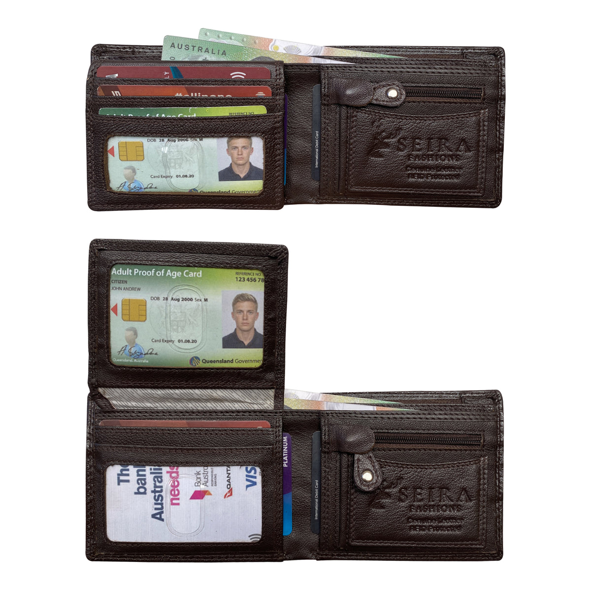 Seira Fashions - Men's RFID Leather Wallet with Flip-Out ID - ZGR226
