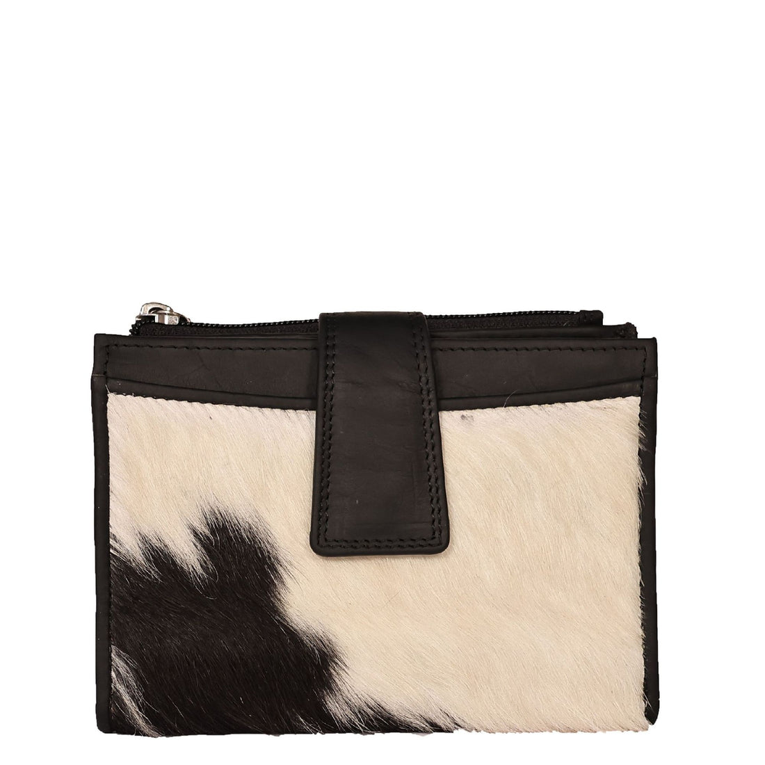 Black cowhide leather ladies wallet front view