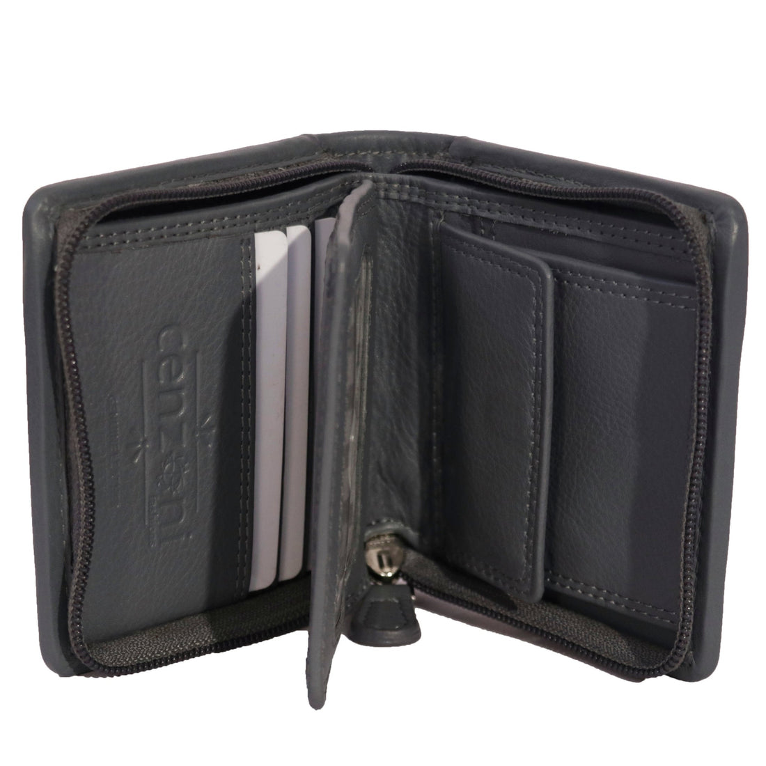 Grey Cenzoni Small Hairon Zip Wallet ZHLW10A