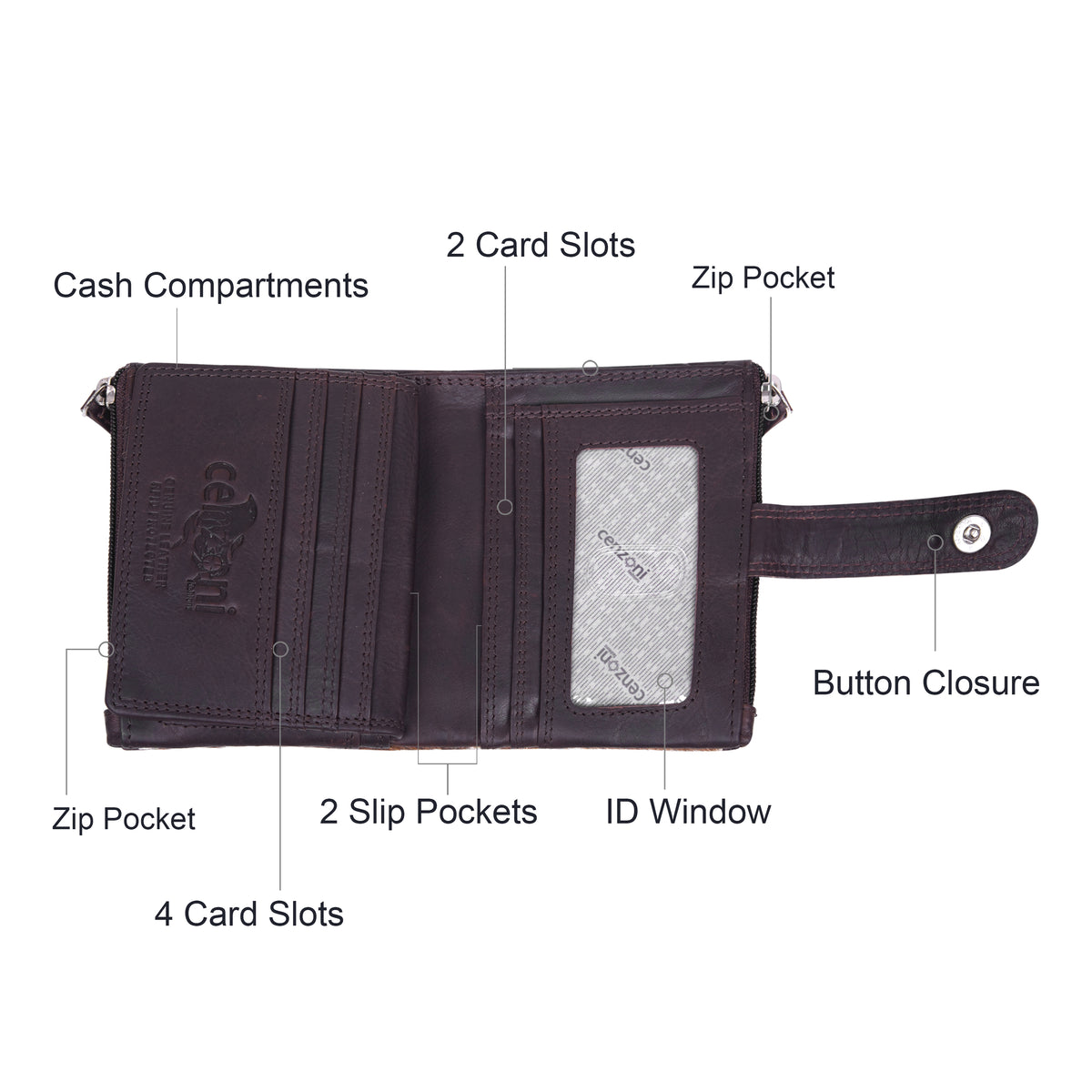 Cenzoni Fashions - Cowhide Leather Wallet - ZHOP512