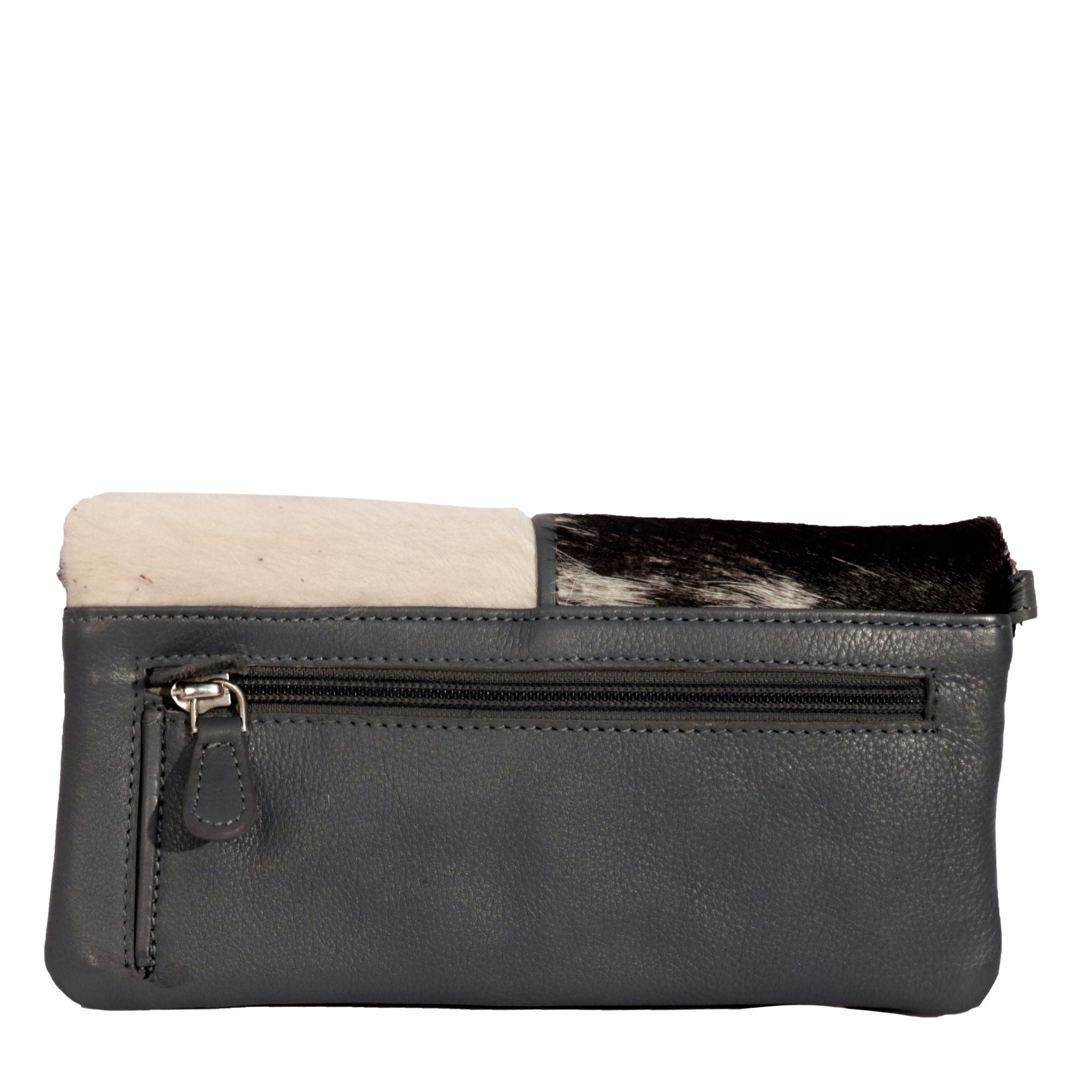 Grey Cowhide Flap Wallet ZHOPT404