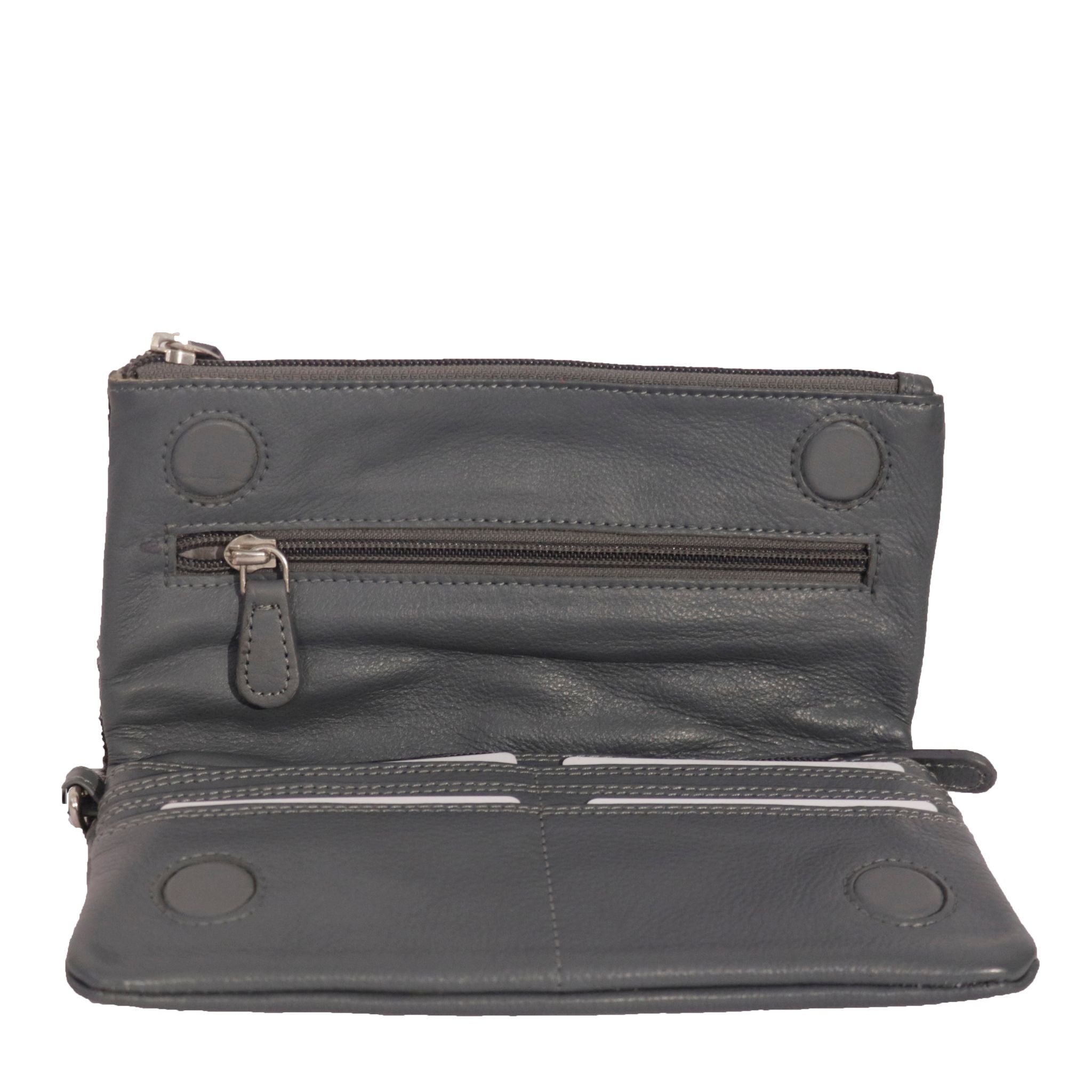 Grey Cowhide Flap Wallet ZHOPT404