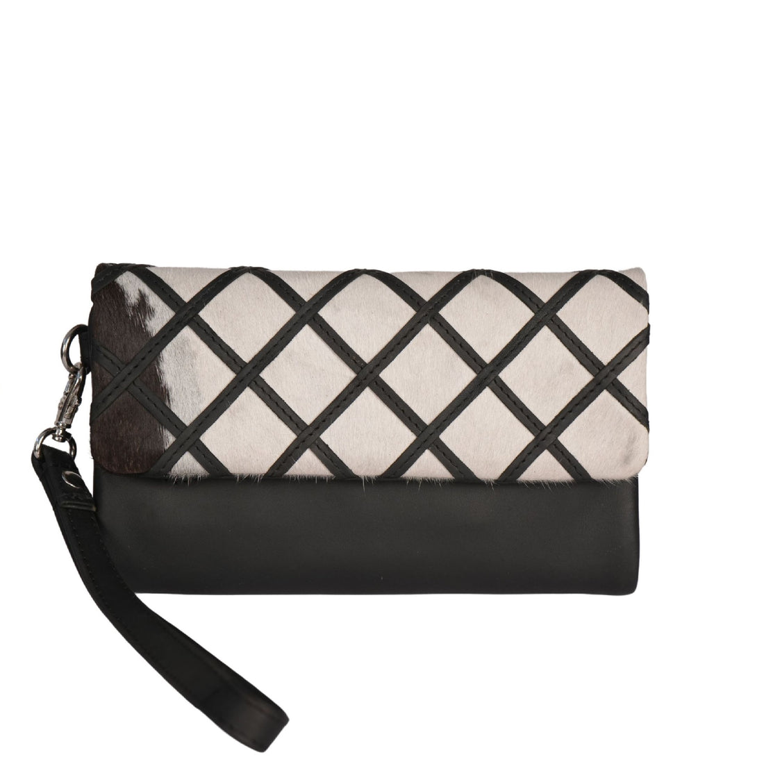 Black cowhide ladies wallet front view