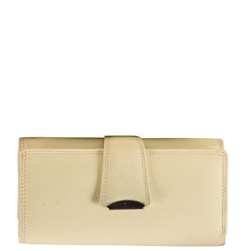 Beige leather wallet front view