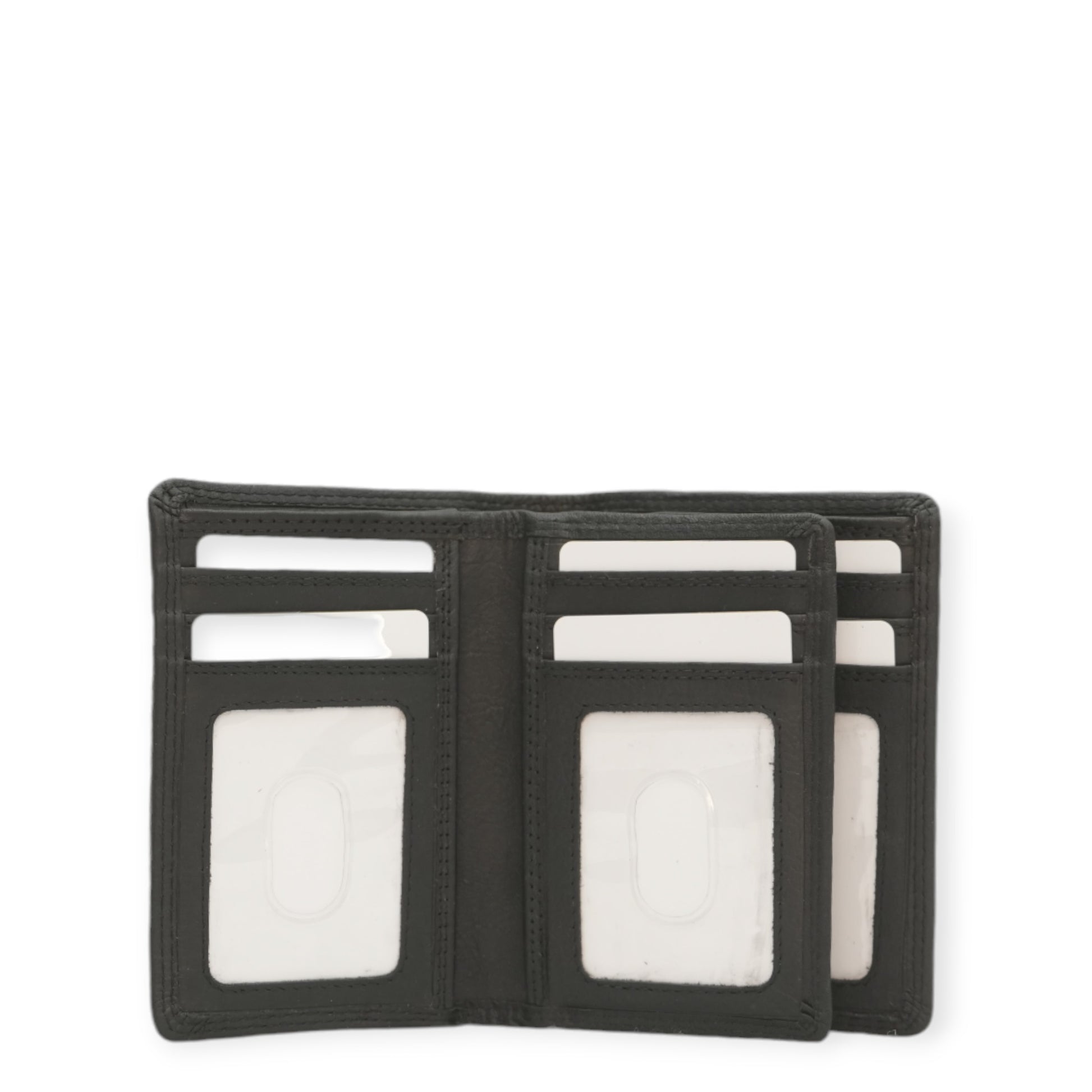 Black Bifold men's wallet open view 
