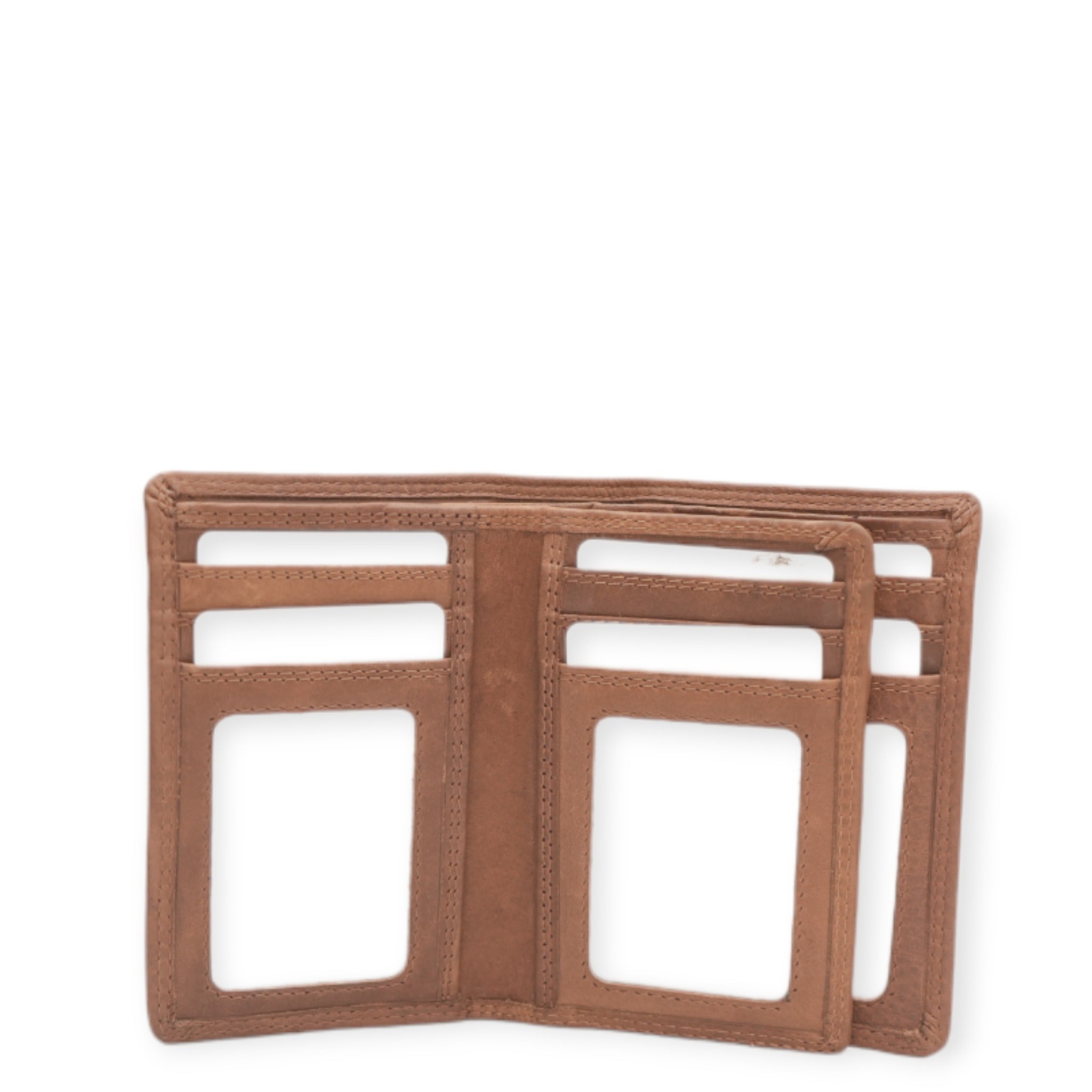  Tan Bifold men's wallet open view side 1