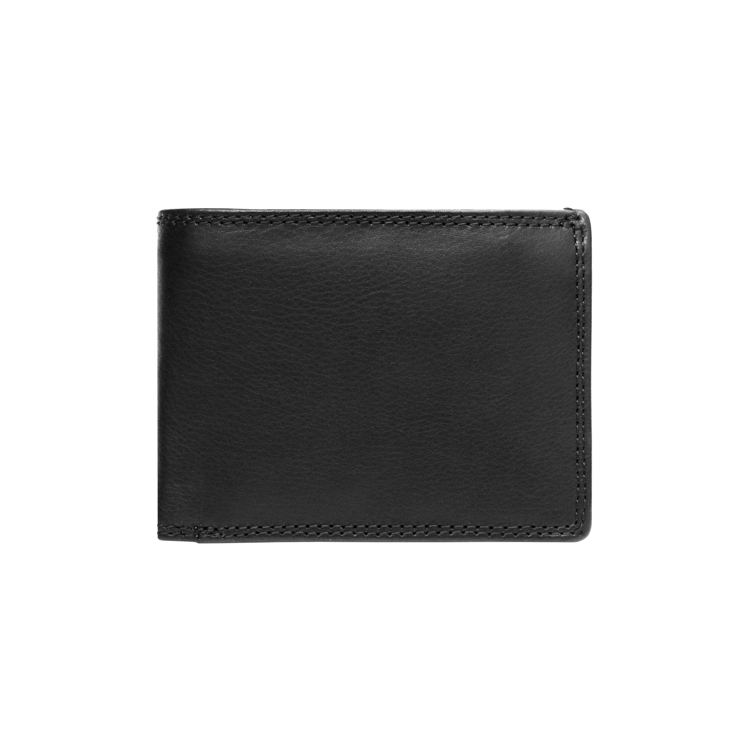 Men's black leather wallet front view