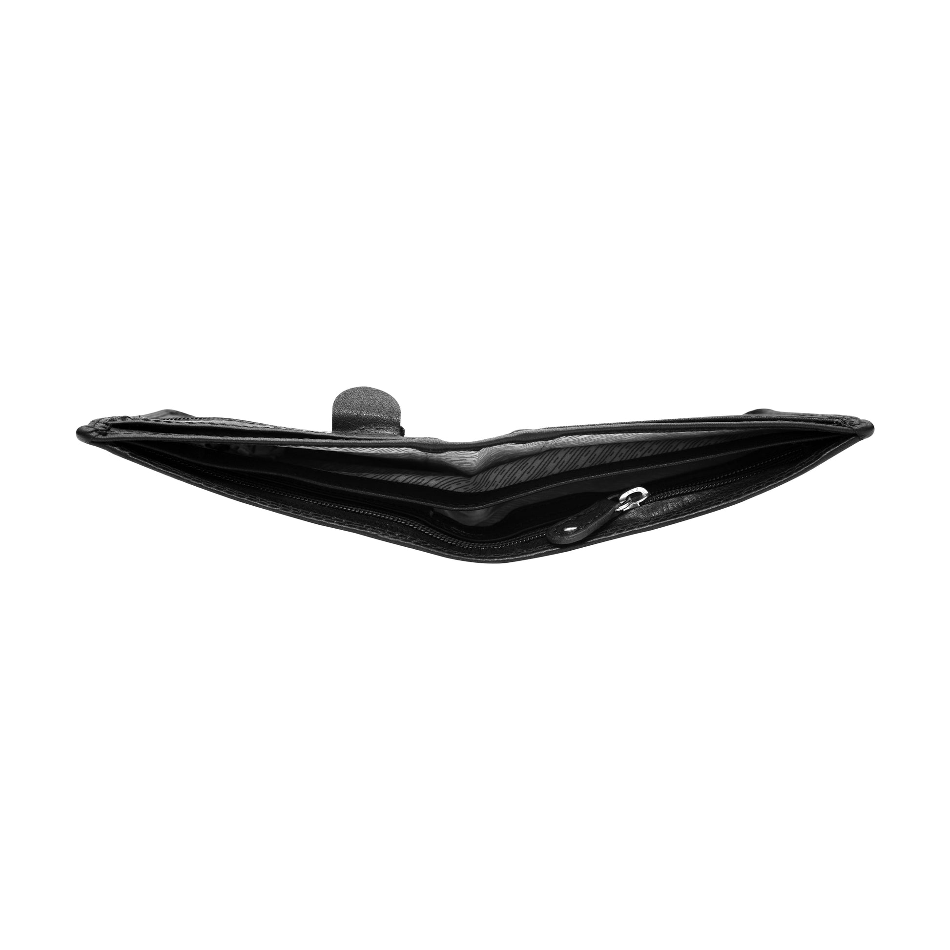 Men's black leather wallet note compartment