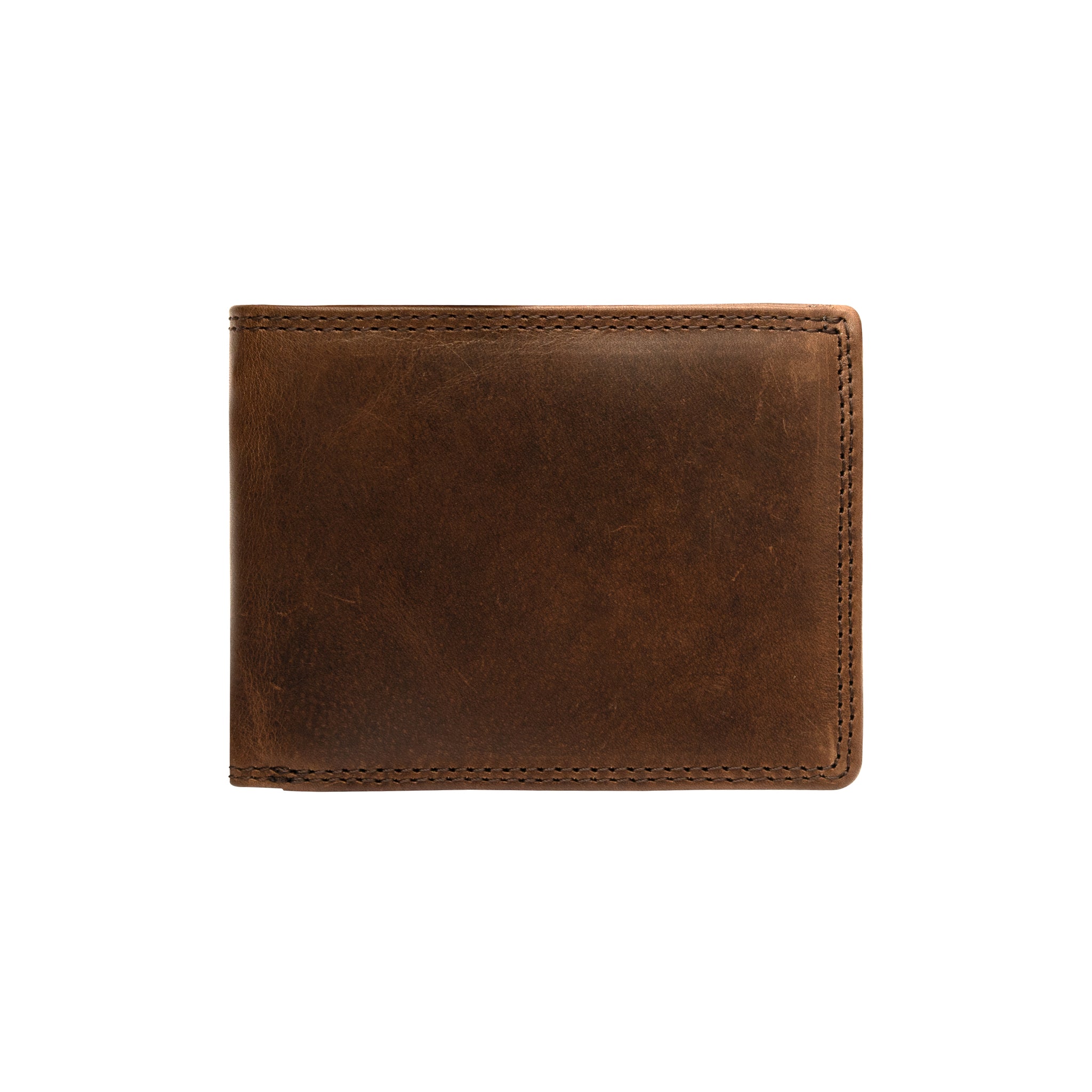 Men's brown leather wallet front view