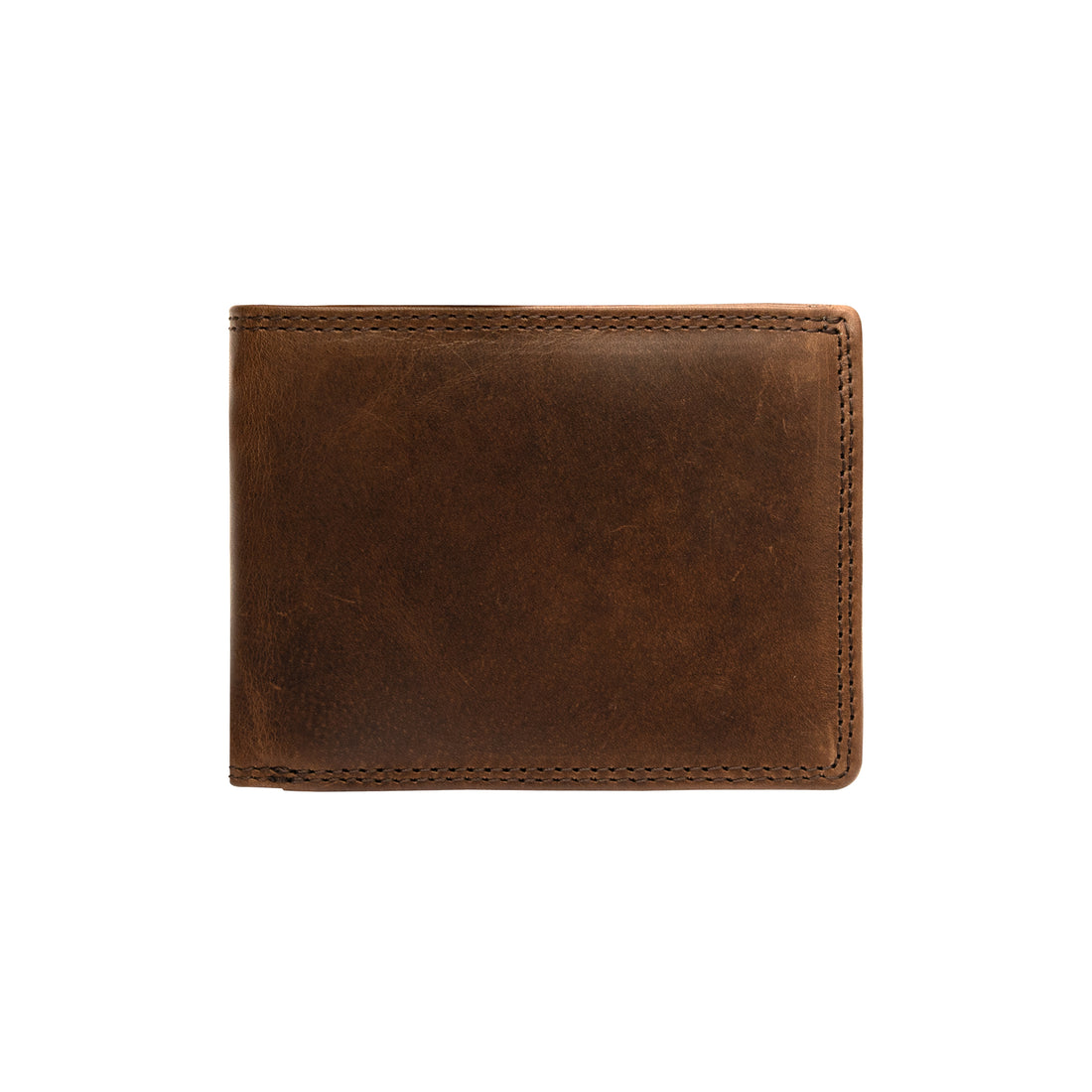 Men's brown leather wallet front view