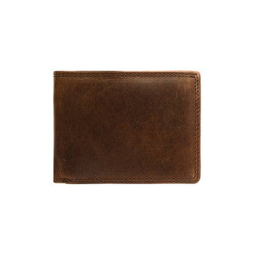 Men's brown leather wallet front view