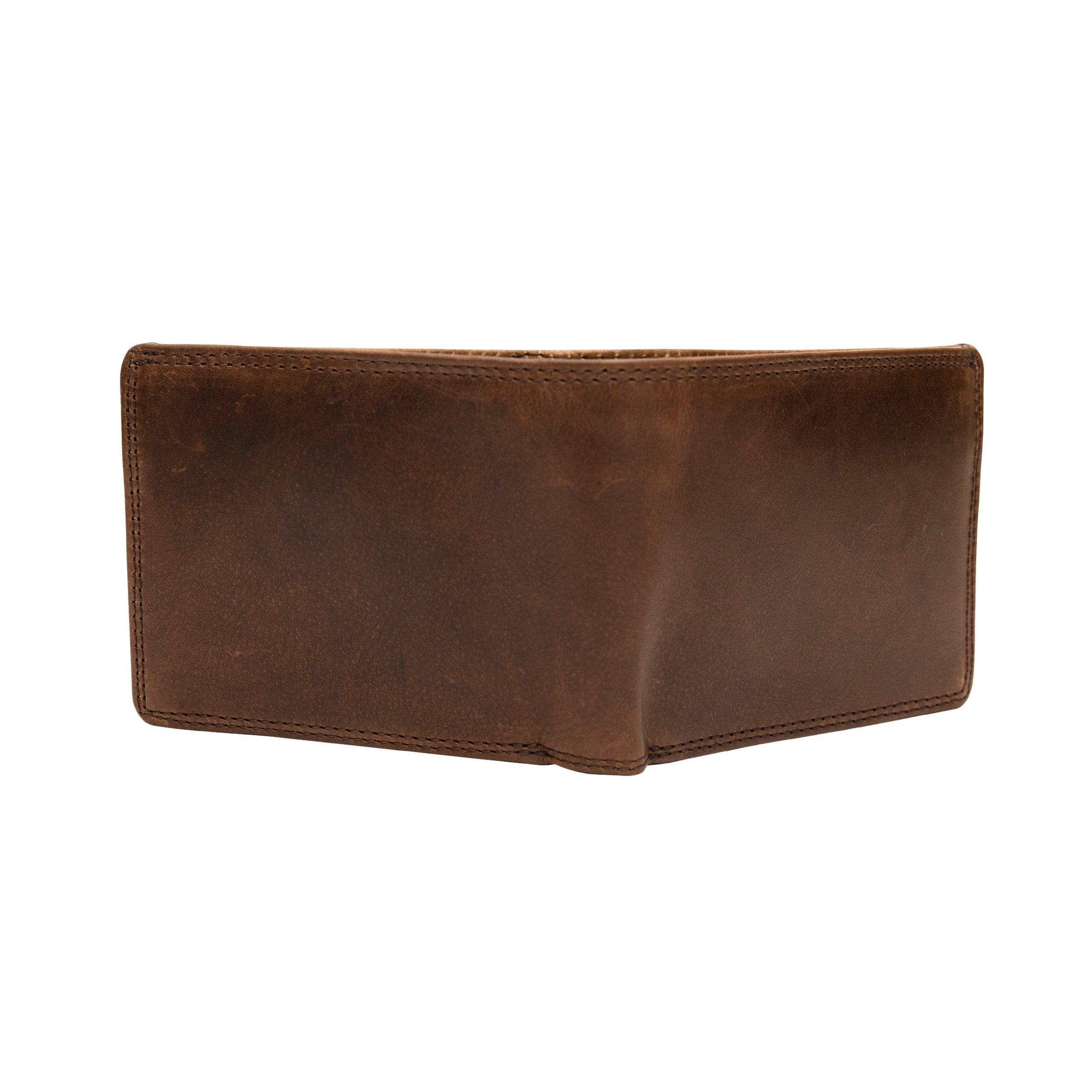 Men's brown leather wallet full view backs and front