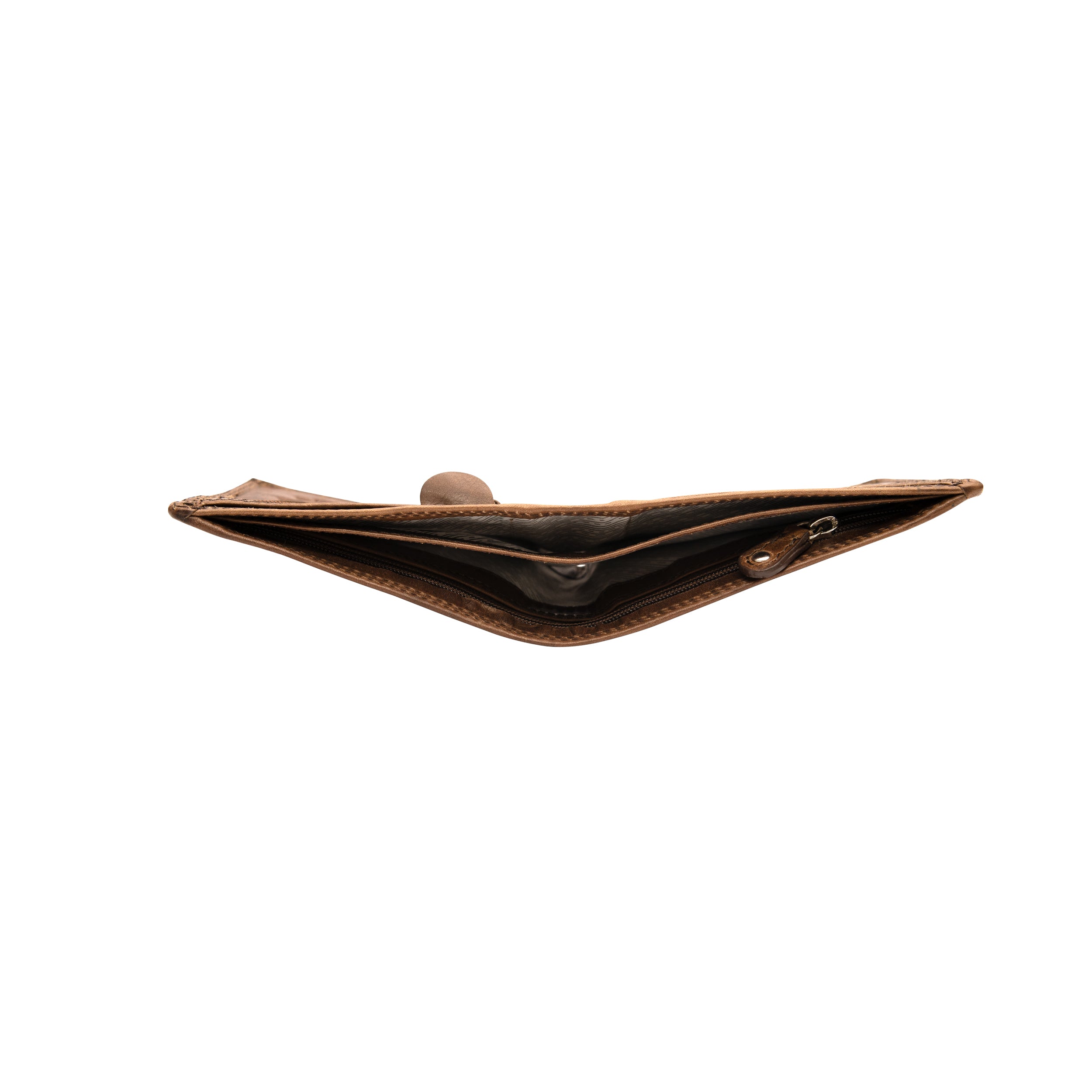 Men's brown leather wallet note compartment