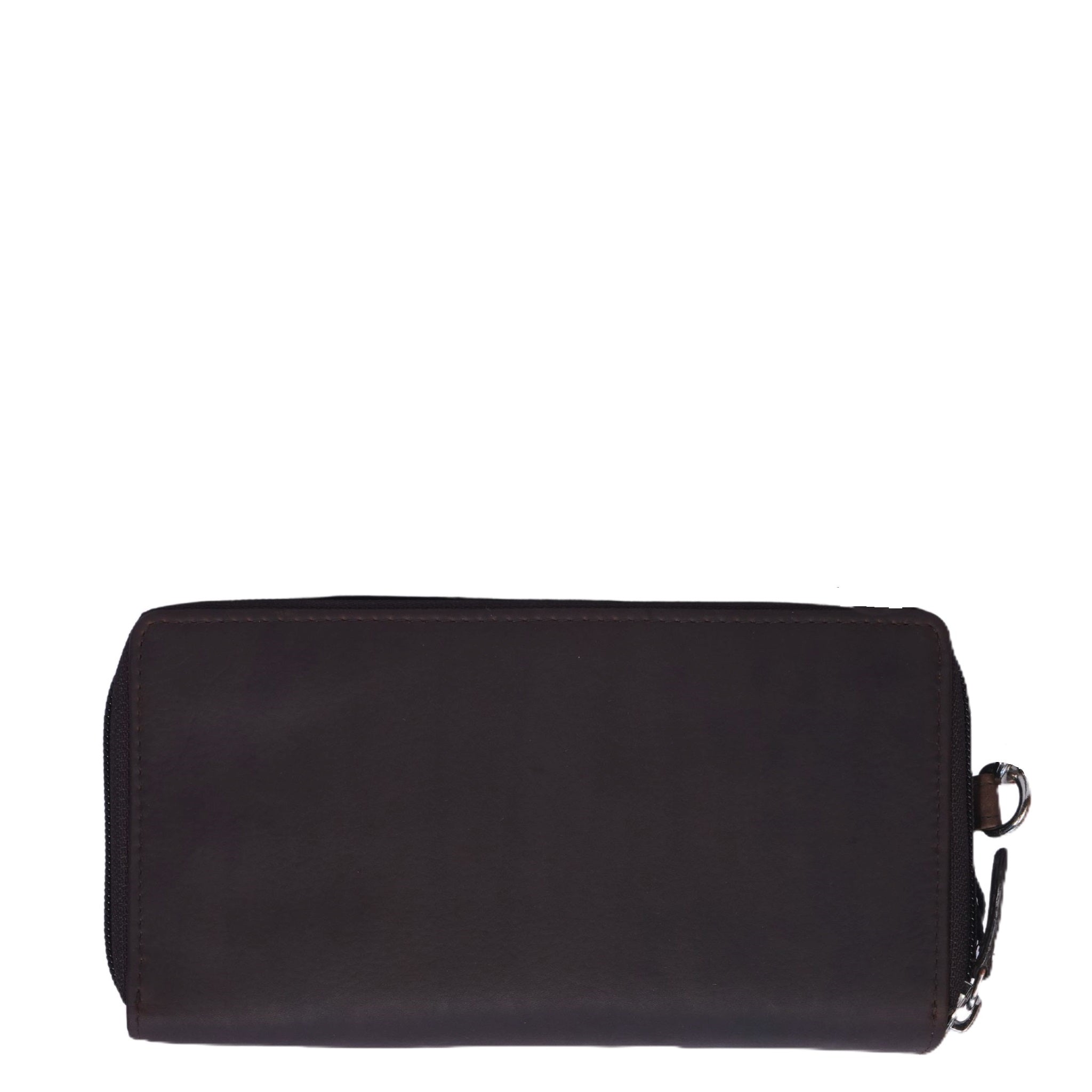 brown zip around leather wallet