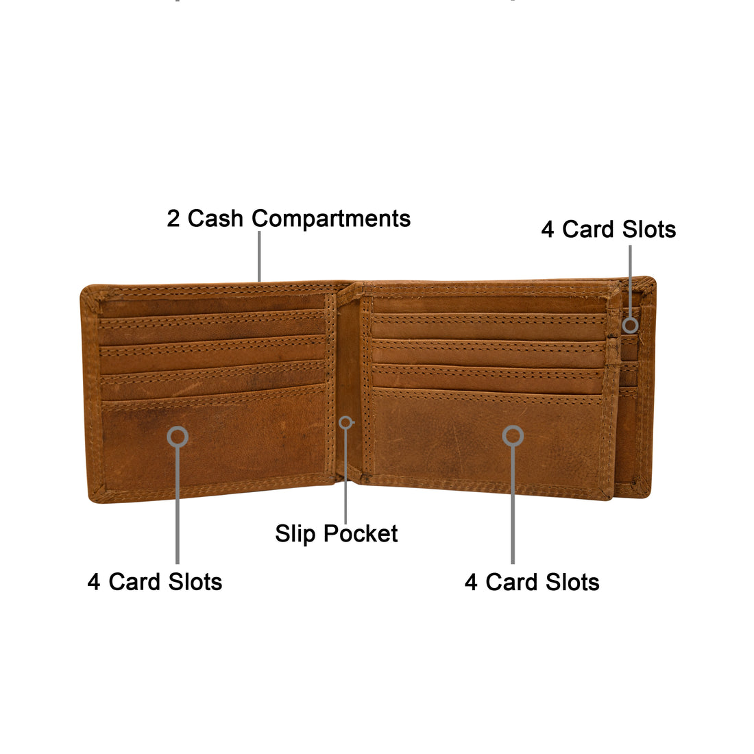 Men's tan leather wallet front view