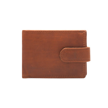 Cenzoni tan leather RFID-protected bifold wallet with button closure - front view