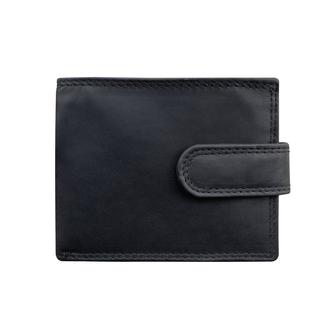 Black leather wallet on a white background