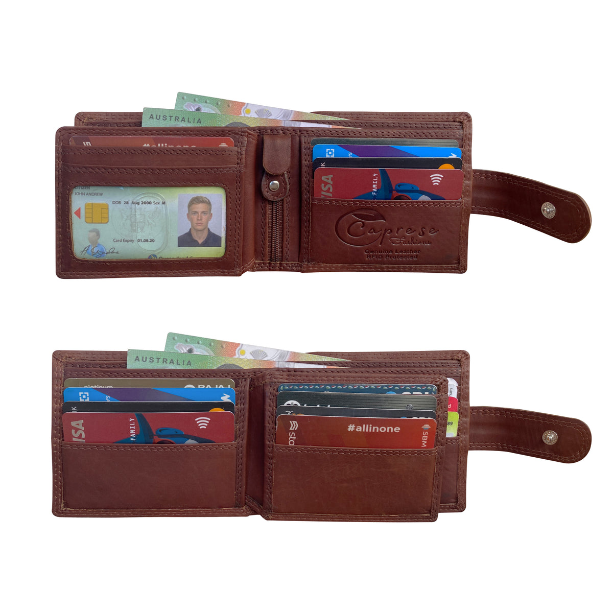 Caprese Fashions - Men’s Leather RFID Bi-Fold Wallet - ZOPMW14AL