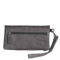 Grey leather wallet back view