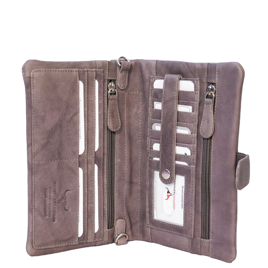 Brown wallet crossbody bag inside view