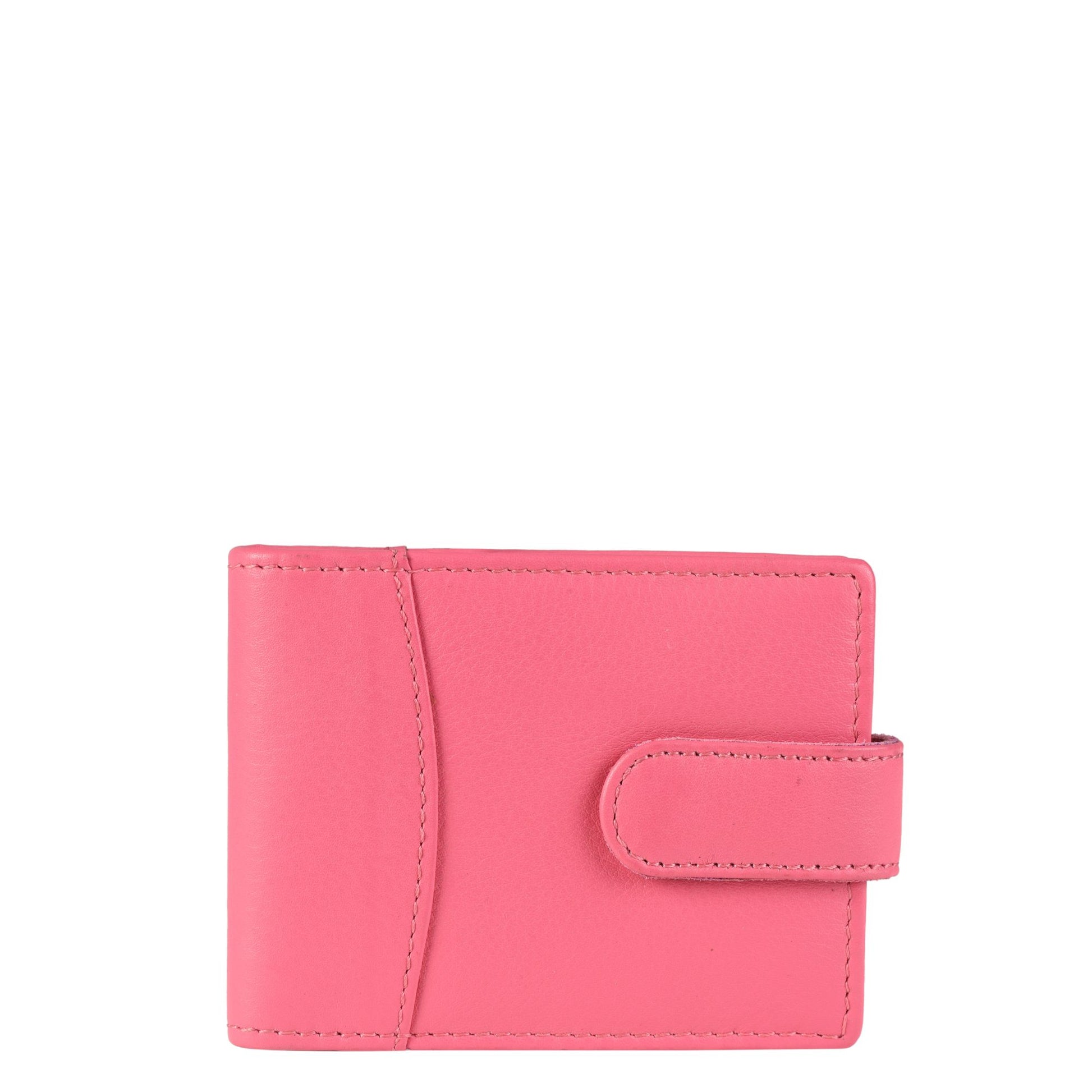 Pink leather card holder frontside
