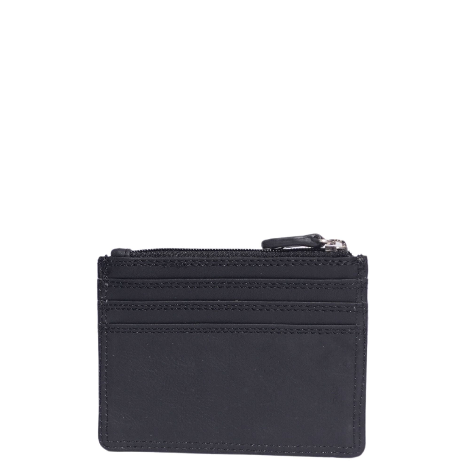 Black mini leather card holder