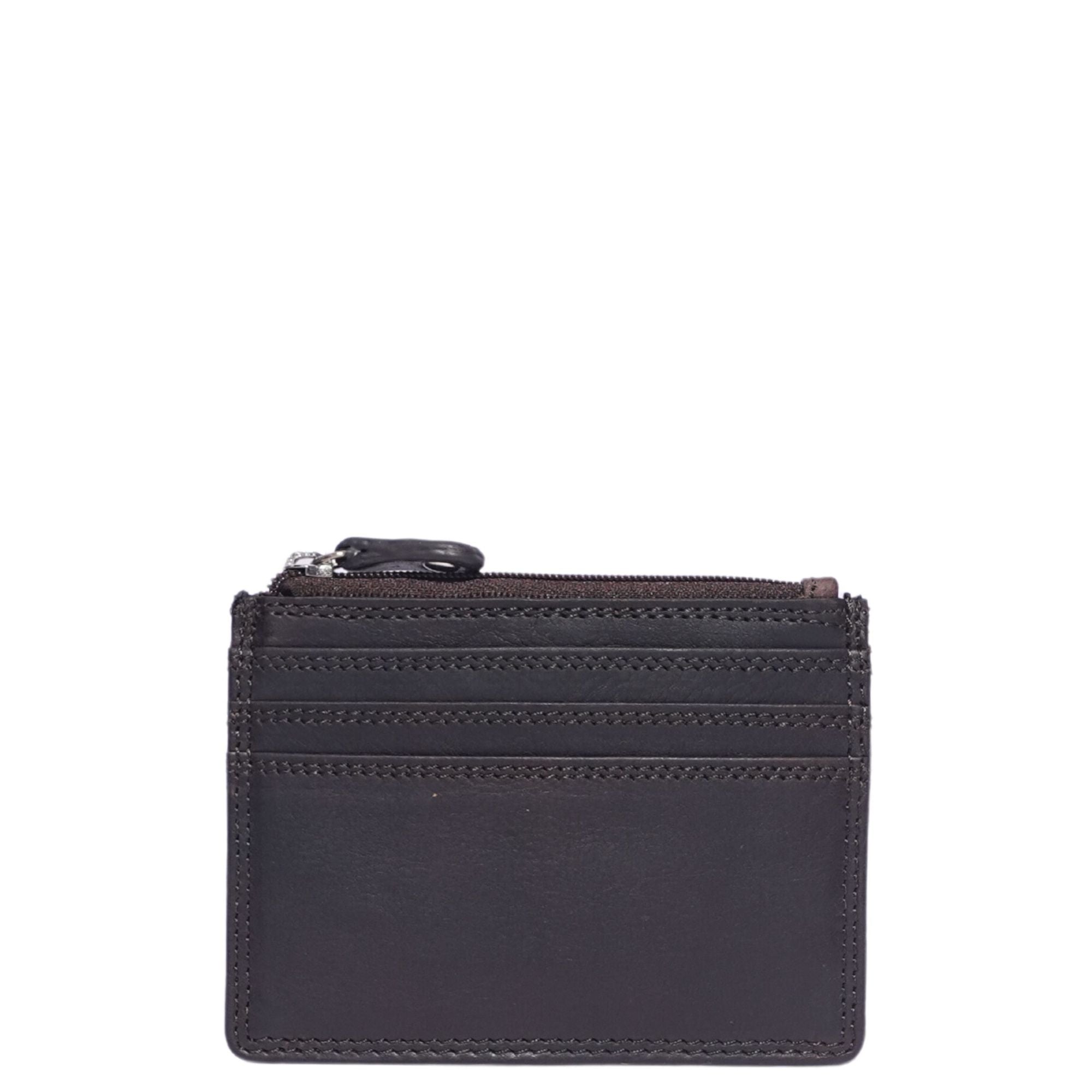 Brown mini leather card holder