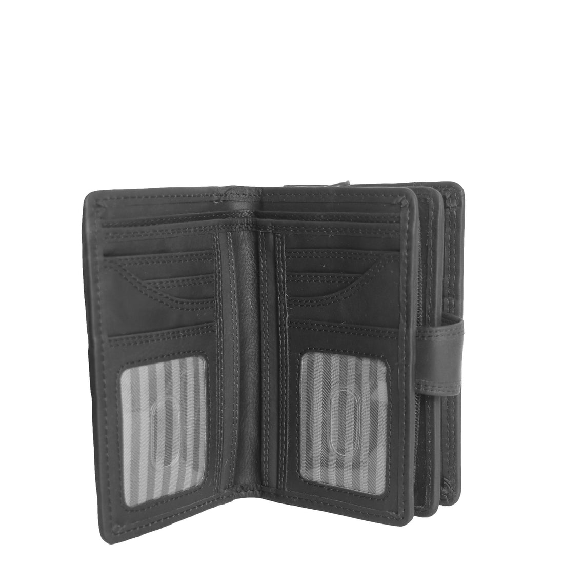 Black cowhide ladies purse front view