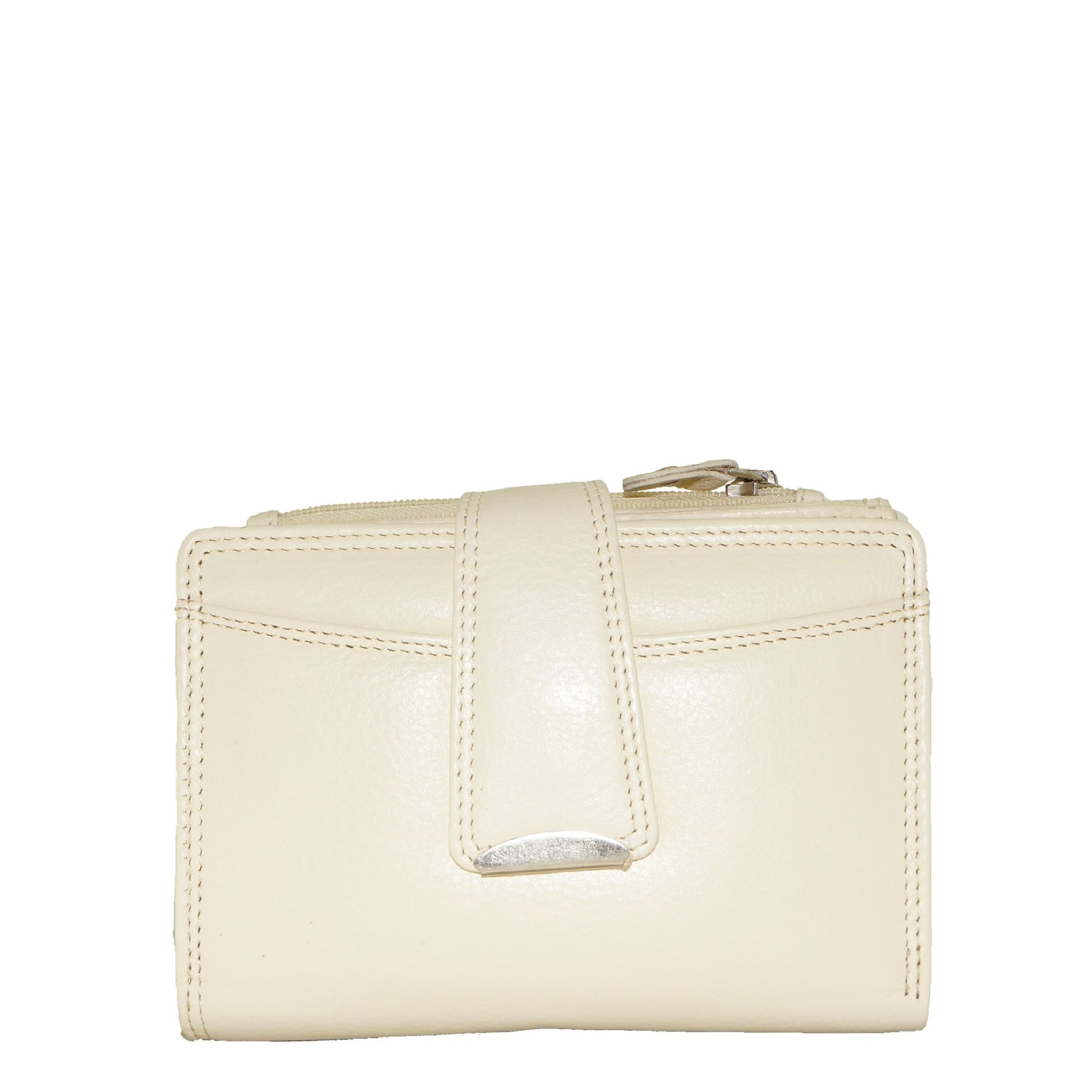 Beige ladies leather wallet frontside view