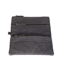Grey leather flap over wallet open view