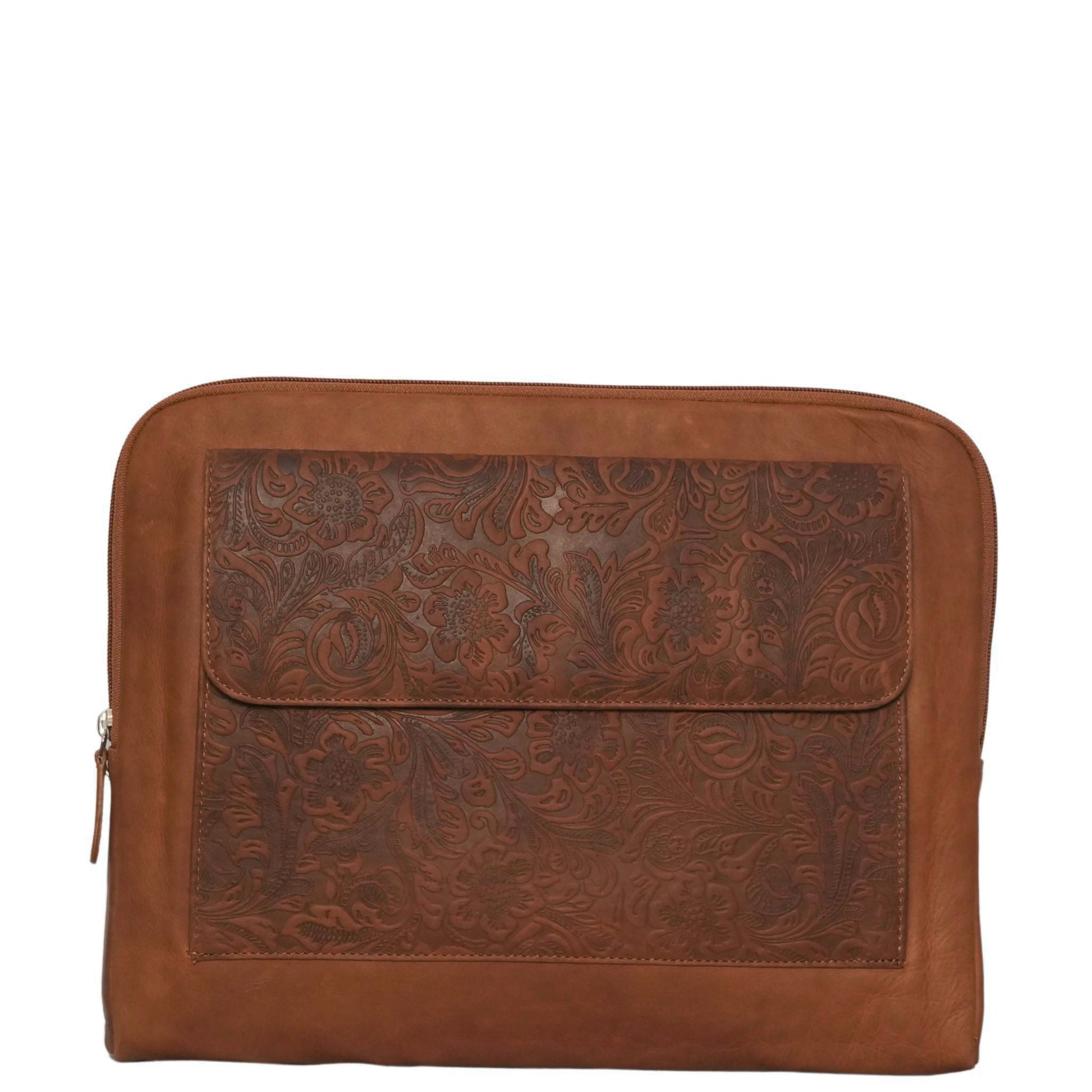 Tan Floral Laptop Bag EOP536  front view
