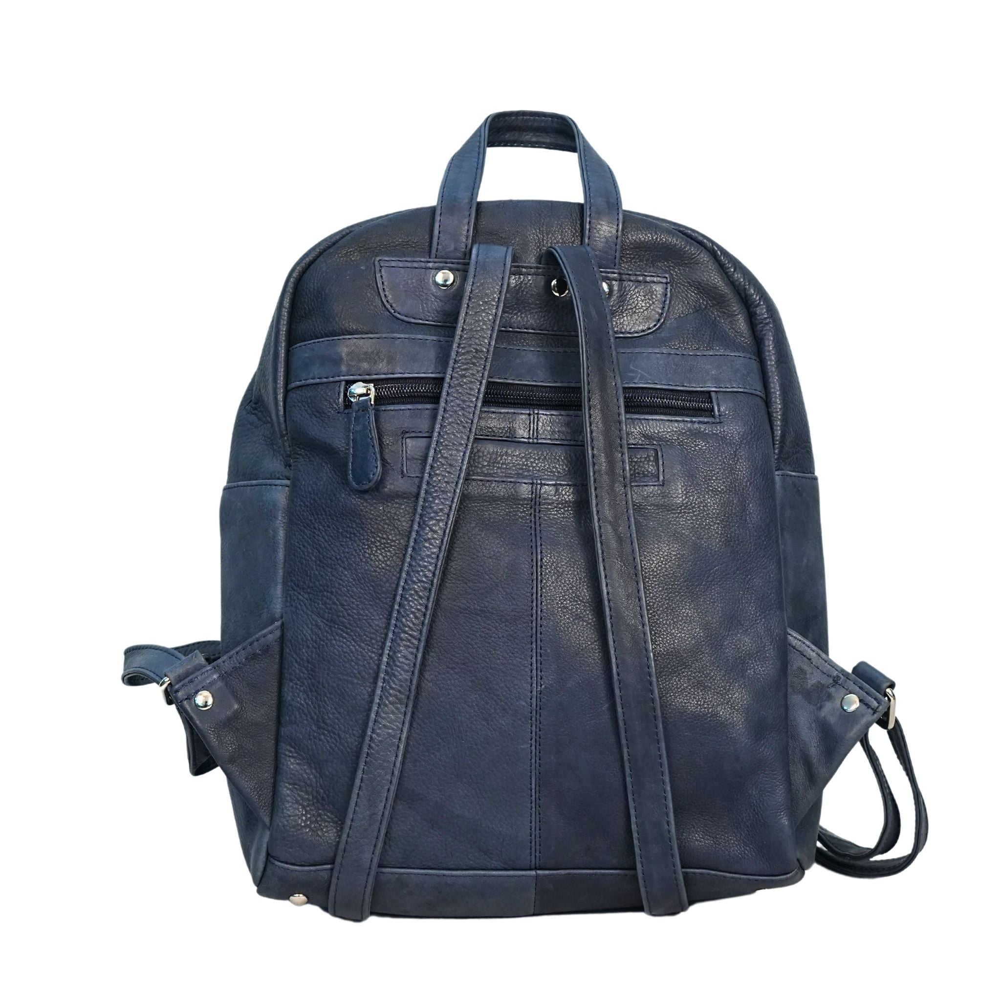 Navy medium backpack backside view