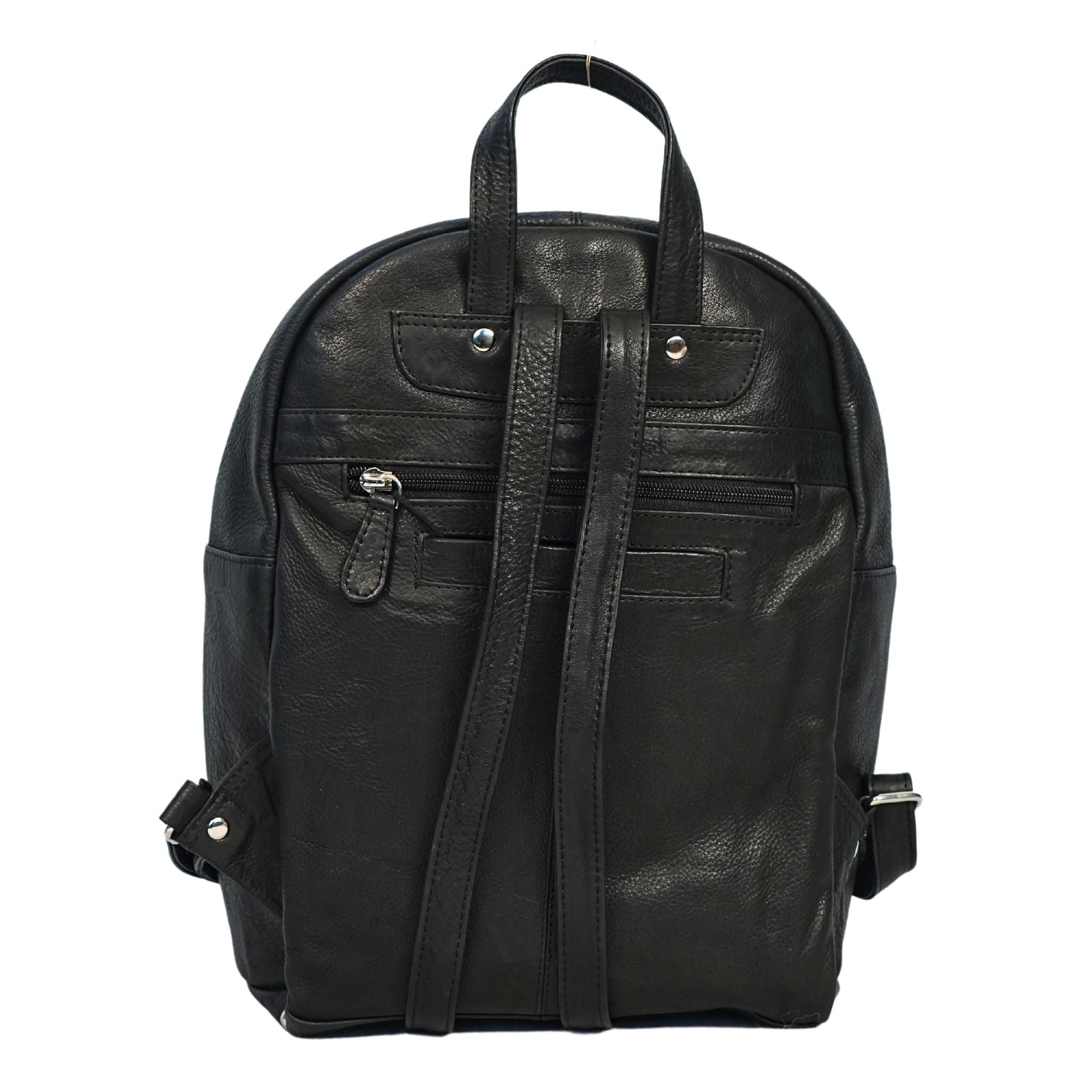 Sleek Zippered Leather Backpack