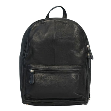 Black medium leather backpack front view