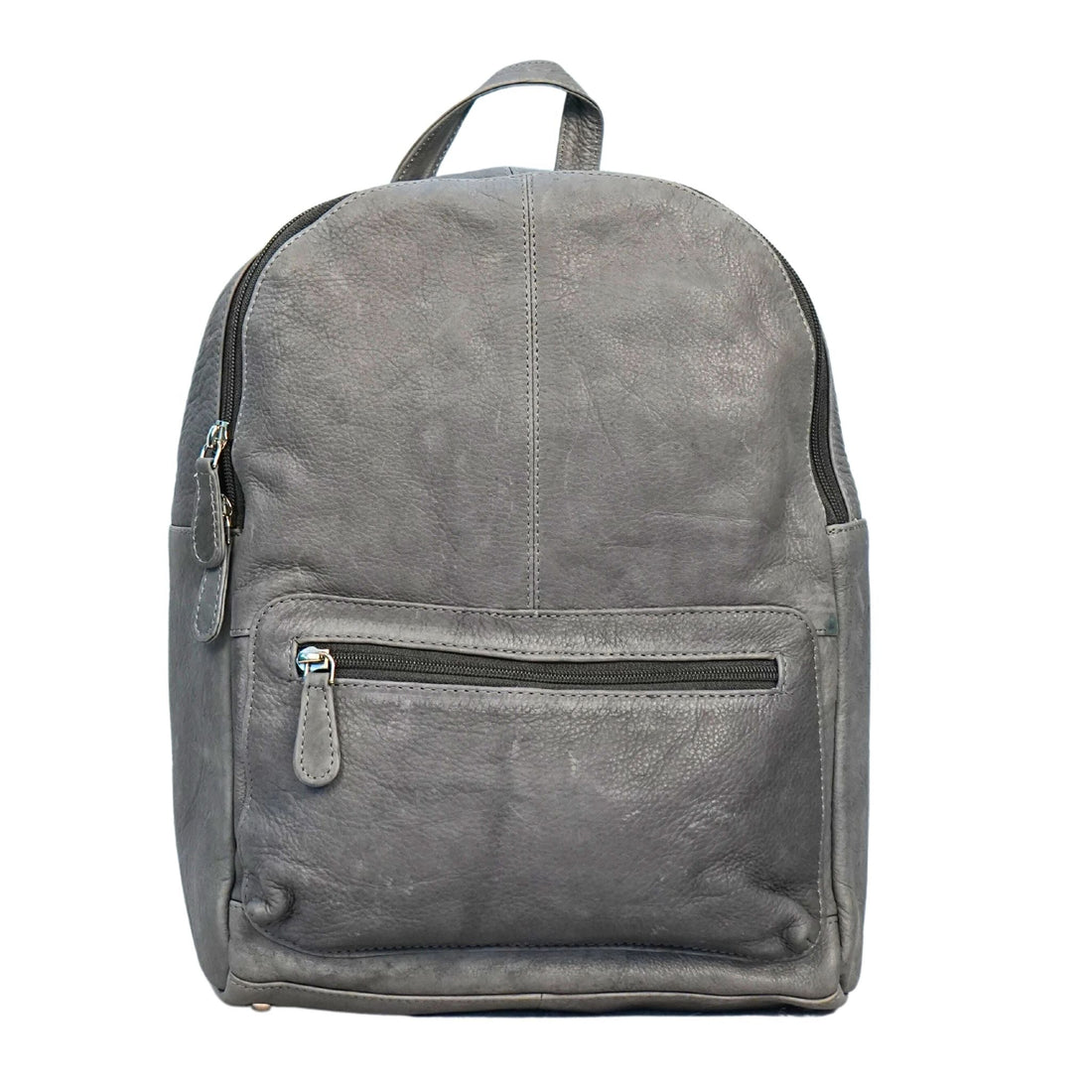 Grey leather backapck front view