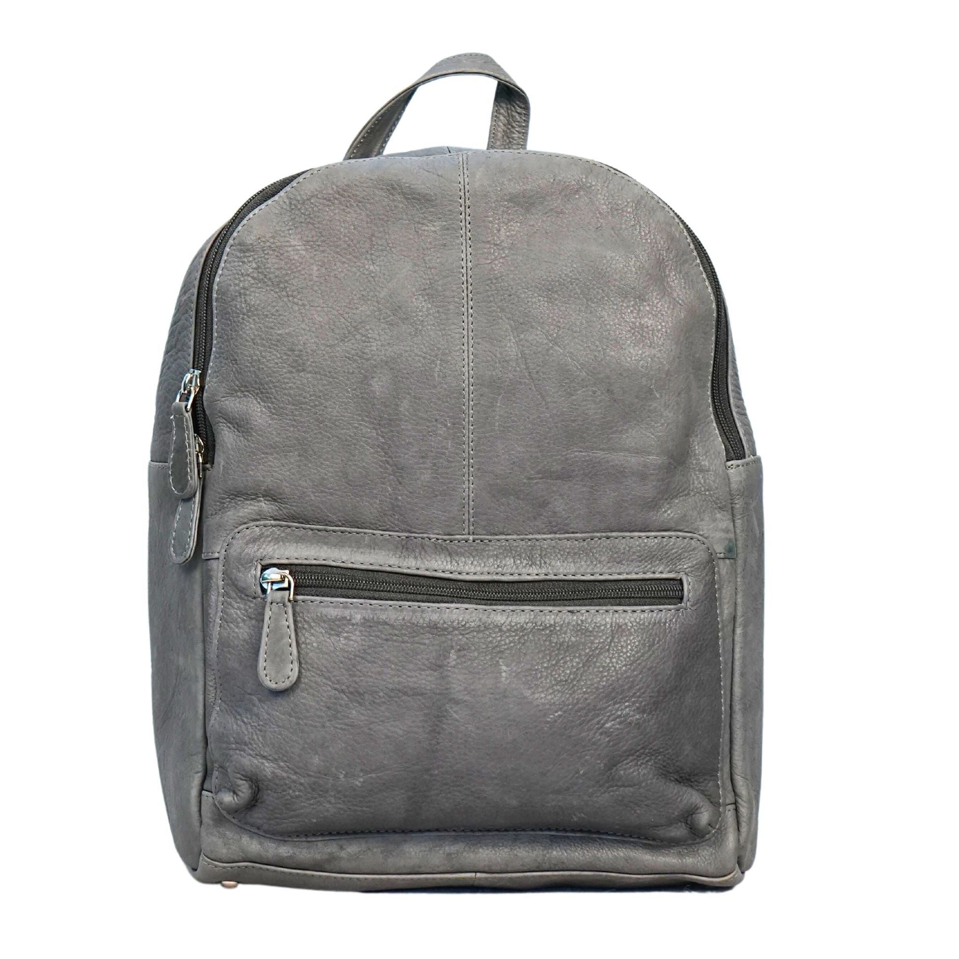 Grey leather backapck front view