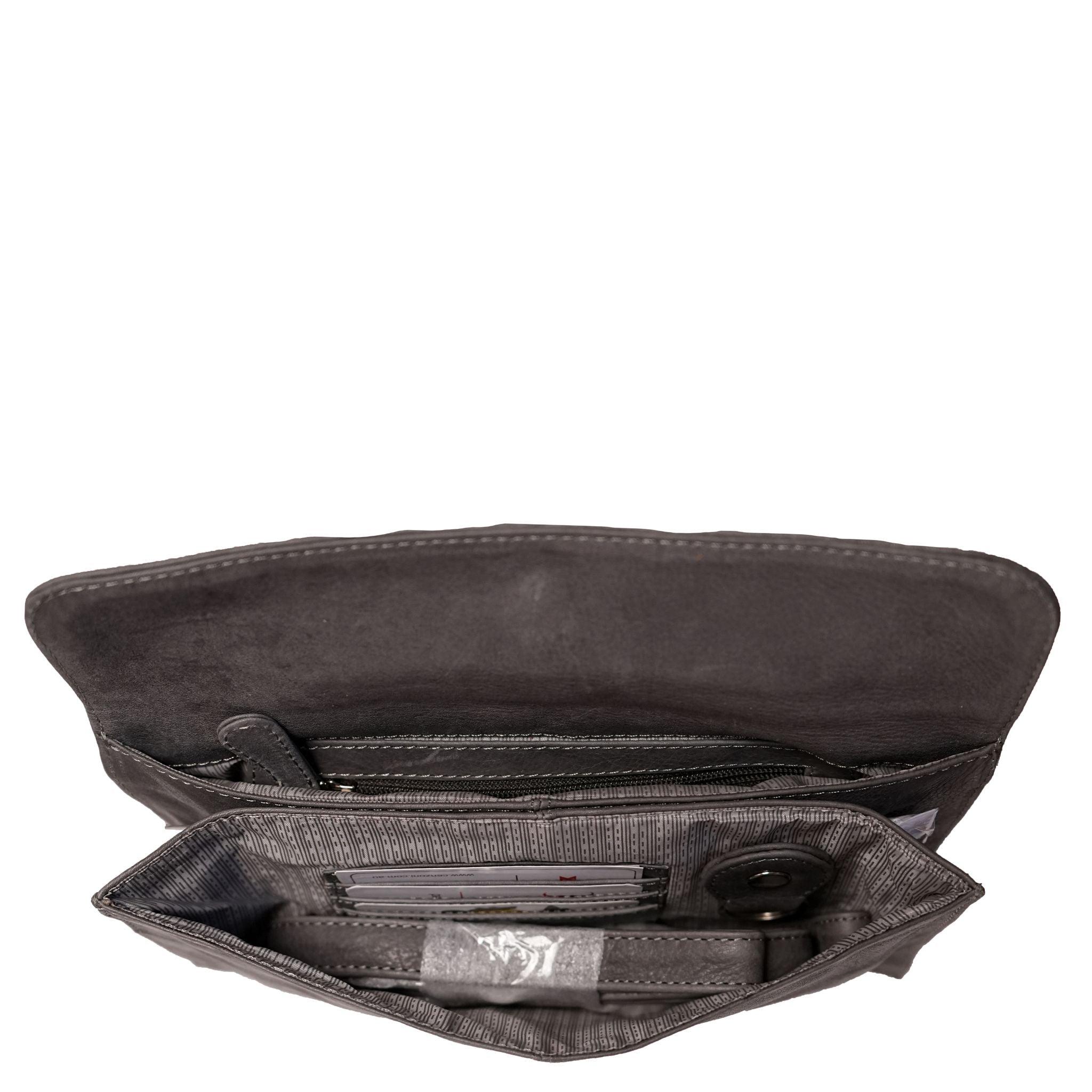 Grey crossbody bag inside view
