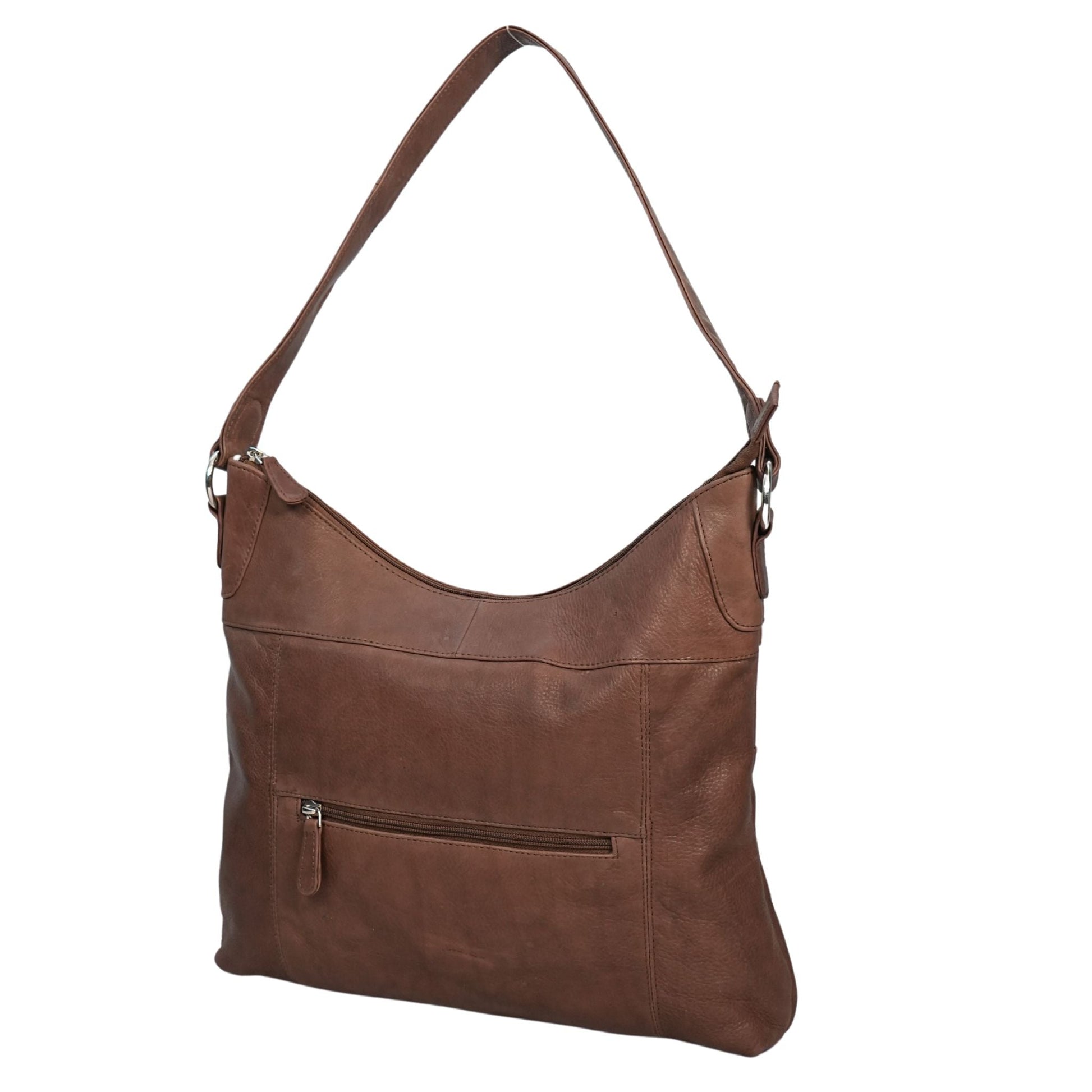 Brown shoulder bag angle view