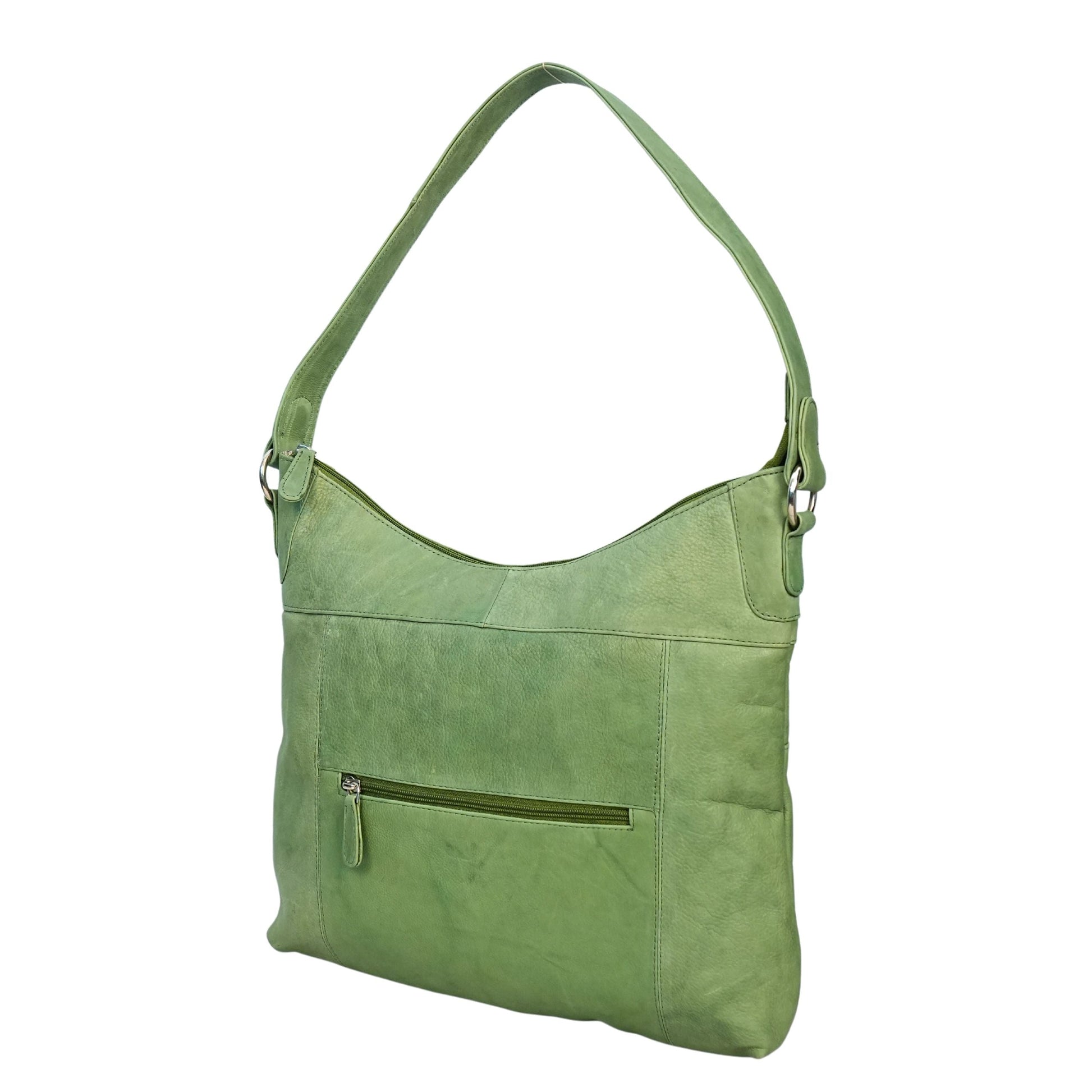 Green shoulder bag angle view
