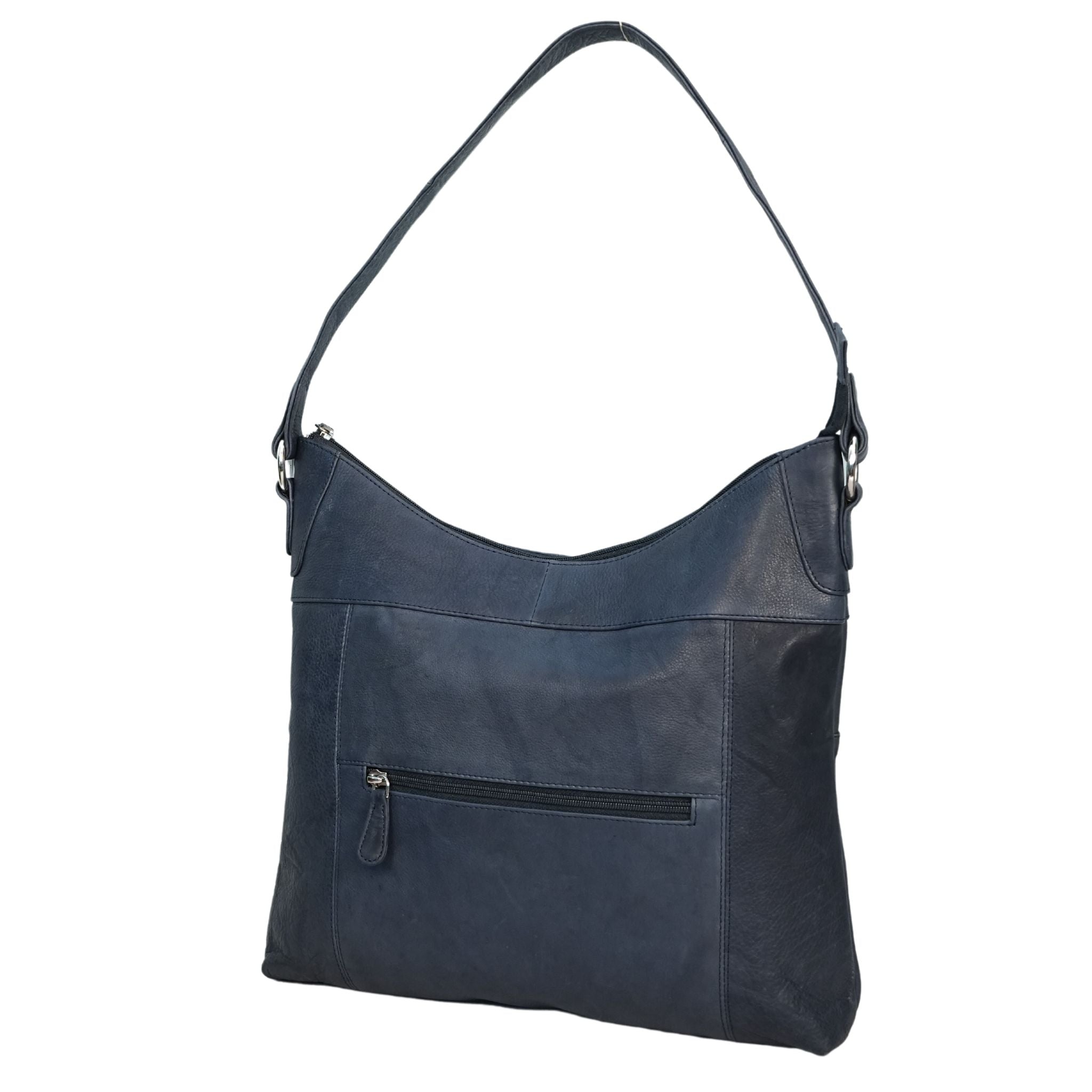 Navy shoulder bag angle view